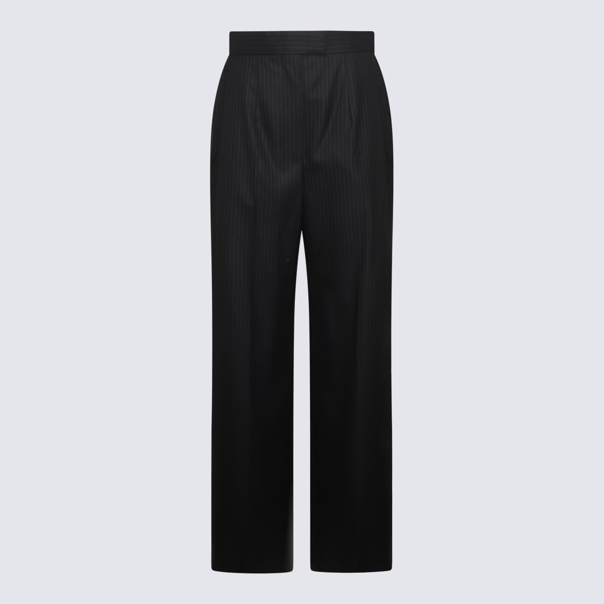 Shop Alexander Mcqueen Navy Blue Wool Pants