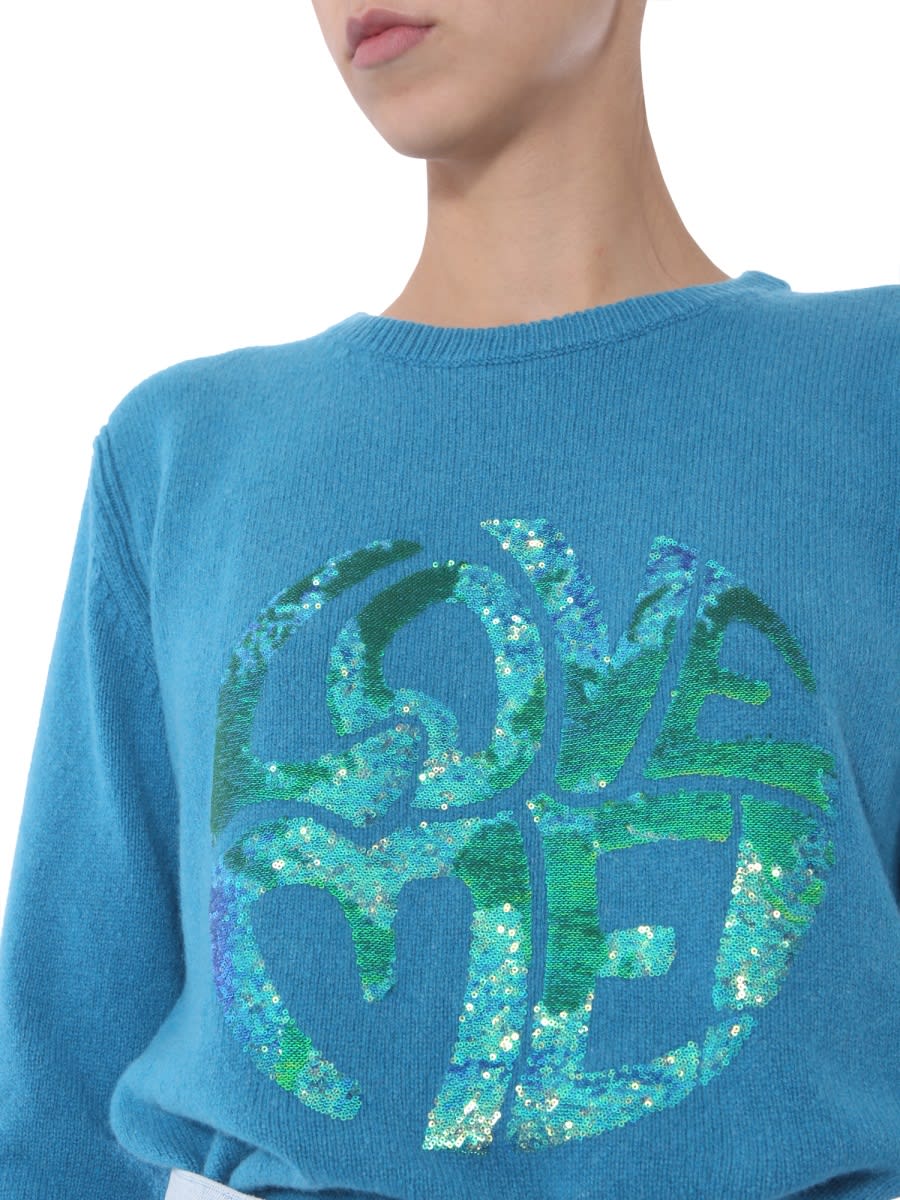 Shop Alberta Ferretti Love Me Sweater In Baby Blue