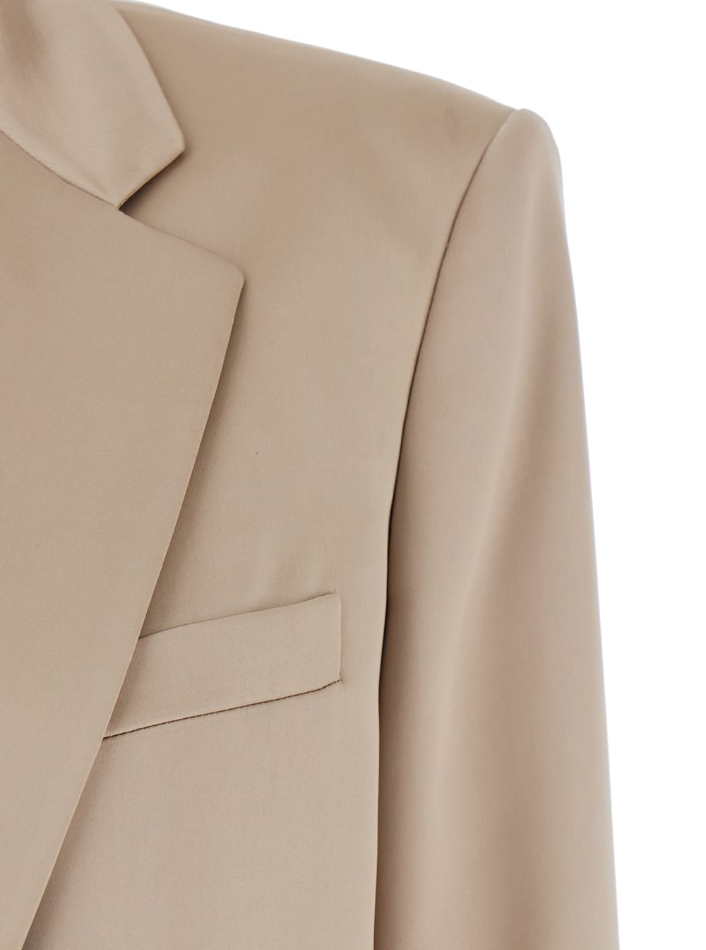 The Andamane Guia Beige Single-breasted Jacket With Notched Revers And Shoulder Pads In Wool Blend Stretch Woman In Beige