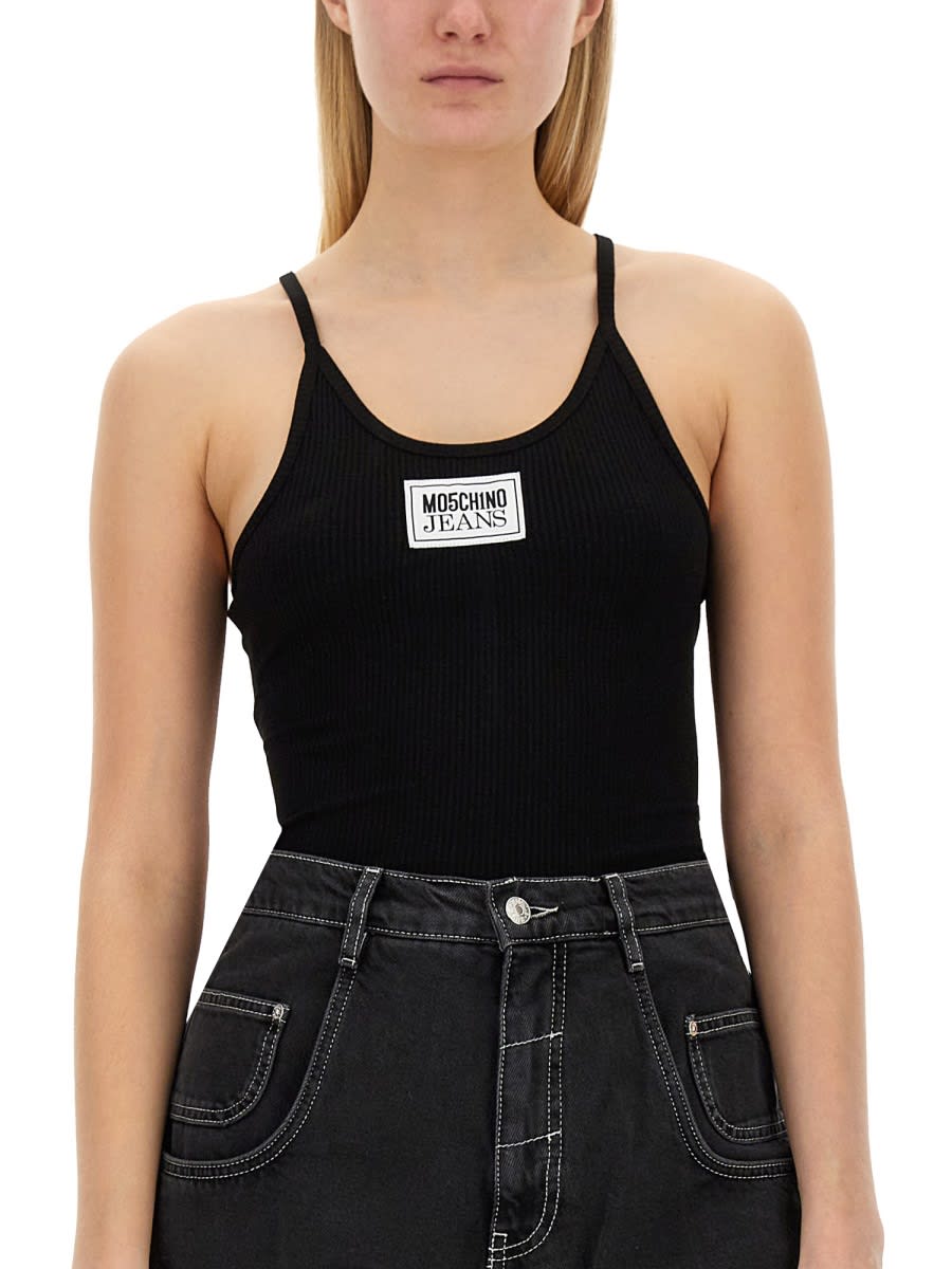 Shop M05ch1n0 Jeans Tops With Logo In Black