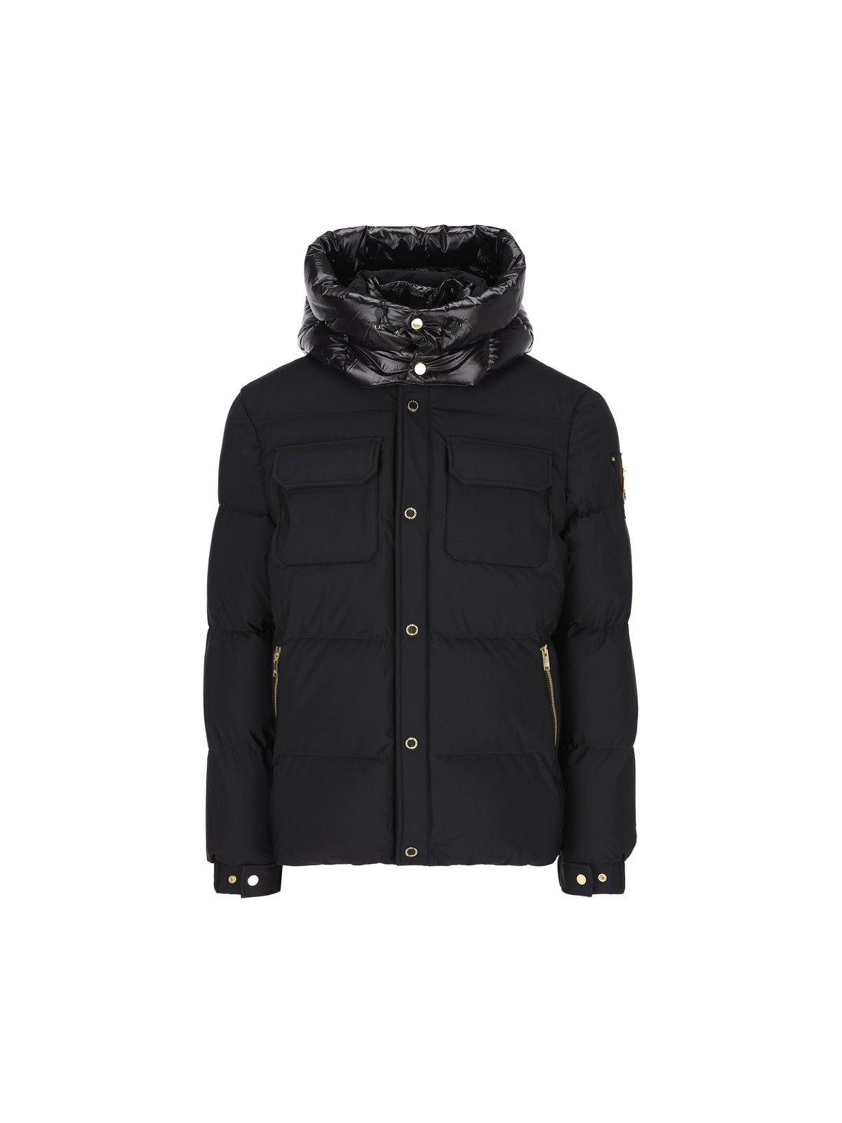 Logo Plaque Hooded Down Jacket