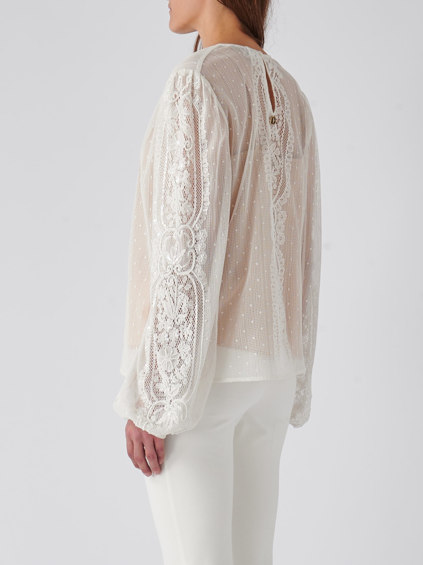 Shop Twinset Poliester Blouse In Bianco