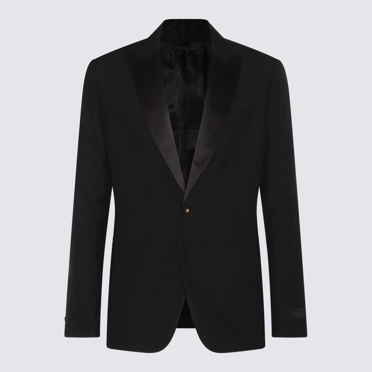 Shop Versace Black Wool Blend Blazer