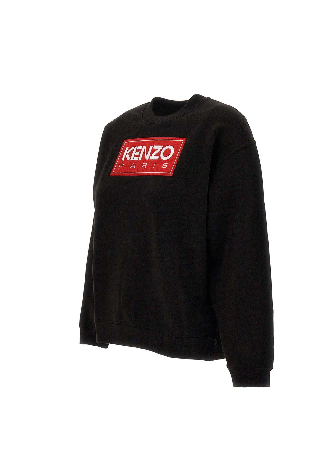Shop Kenzo Logo Patch Drop-shoulder Sweatshirt In Black