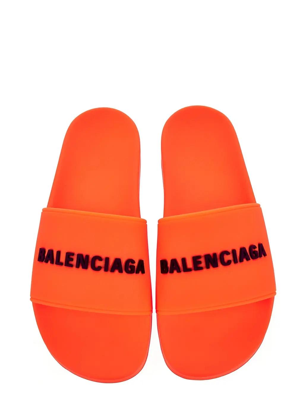 Shop Balenciaga Pool Slide Sandal In Orange