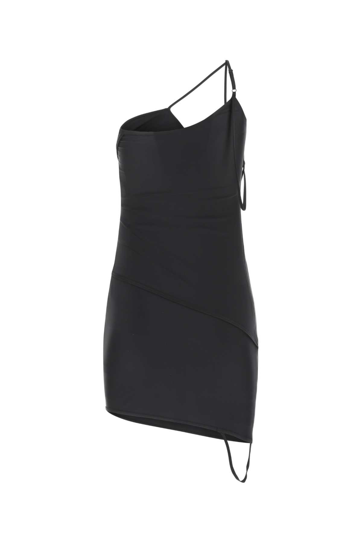 Shop Balenciaga Black Stretch Nylon Mini Dress In 1000