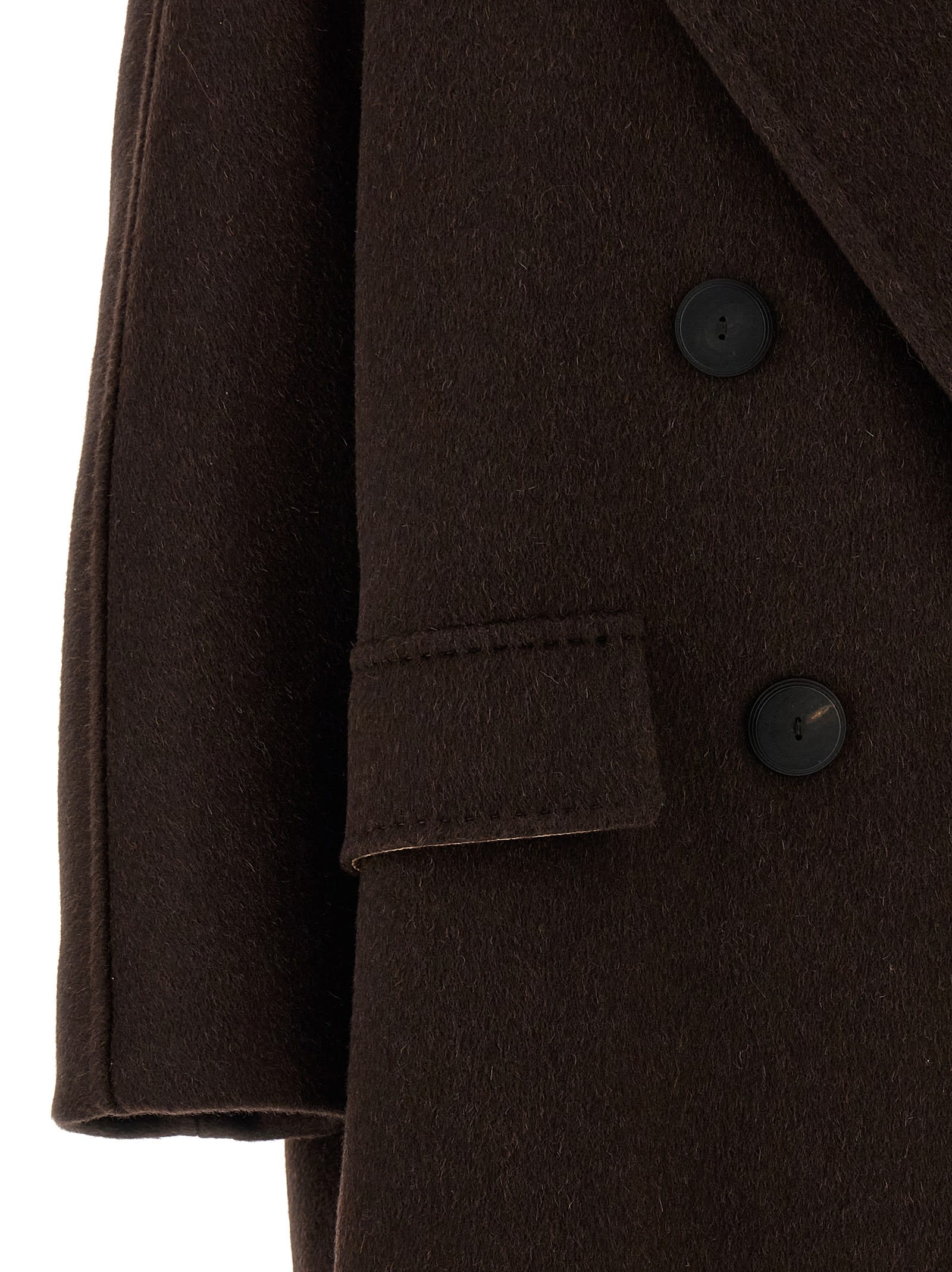 Max Mara Double-breasted Long Sleeve Coat In Brown