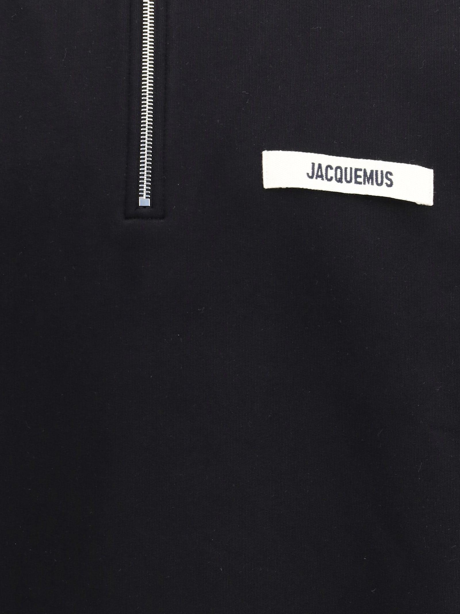 Jacquemus Grog Grain Zip-neck Sweatshirt In Black