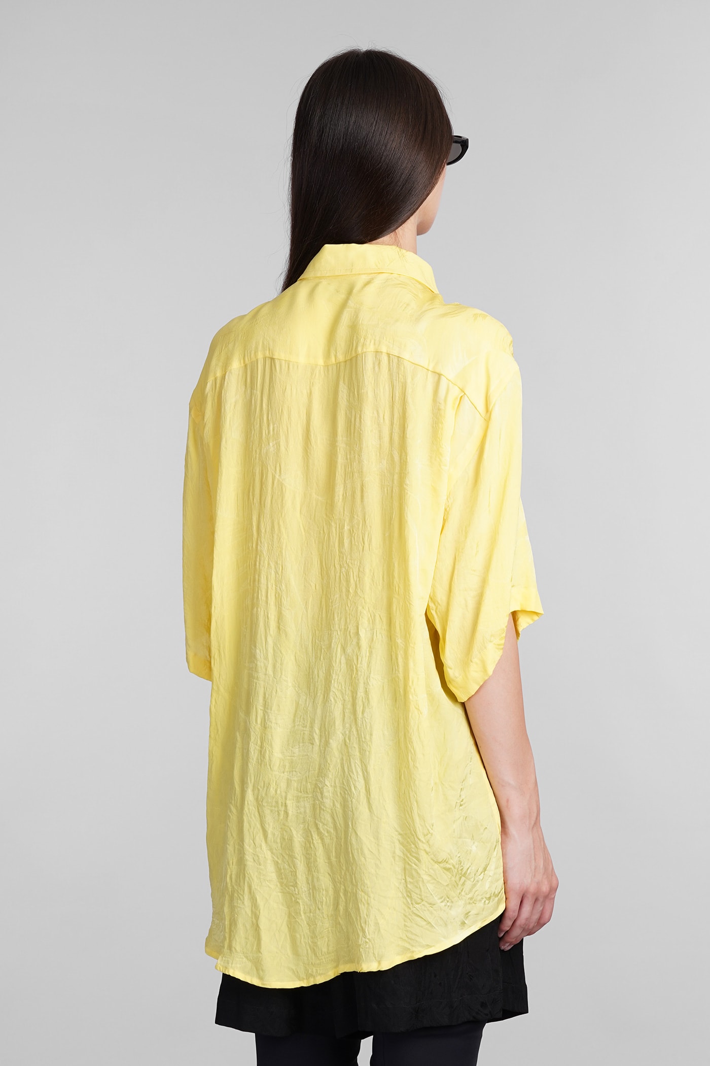 Shop Balenciaga Shirt In Yellow Silk