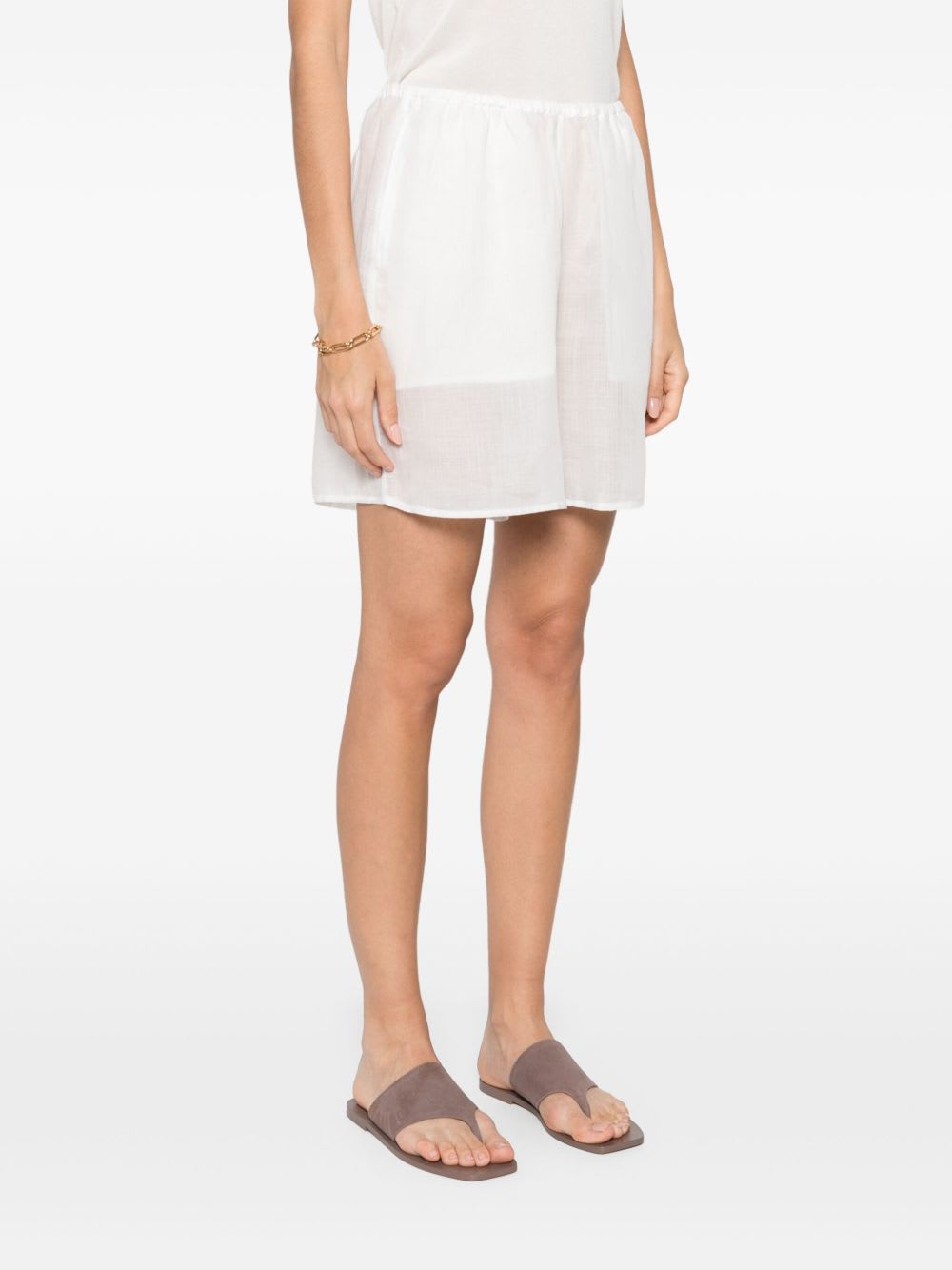 Totême Lightweight Summer Shorts Featuring Pockets In White