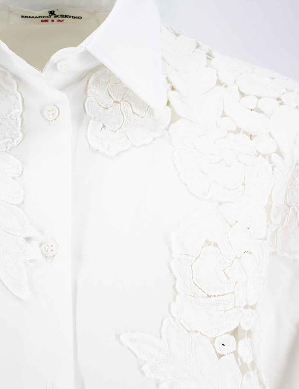Ermanno Scervino Embroidered Shirt In Bright White/ottico