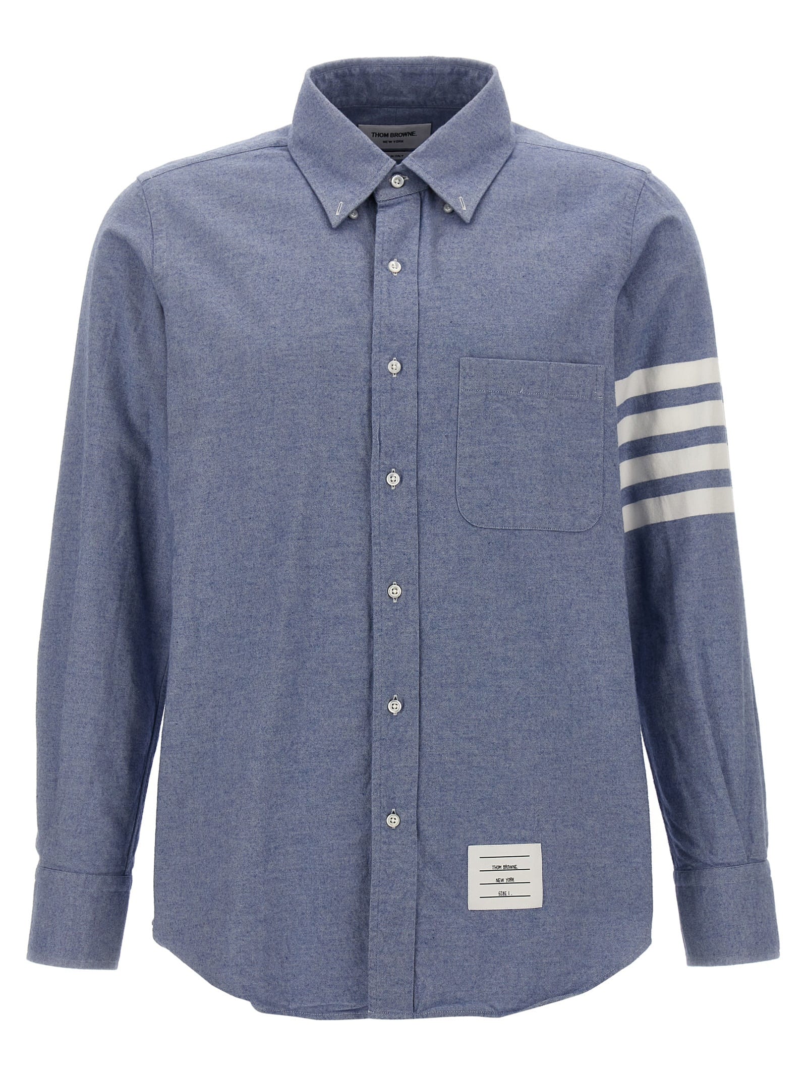 Shop Thom Browne 4 Bar Shirt In Light Blue