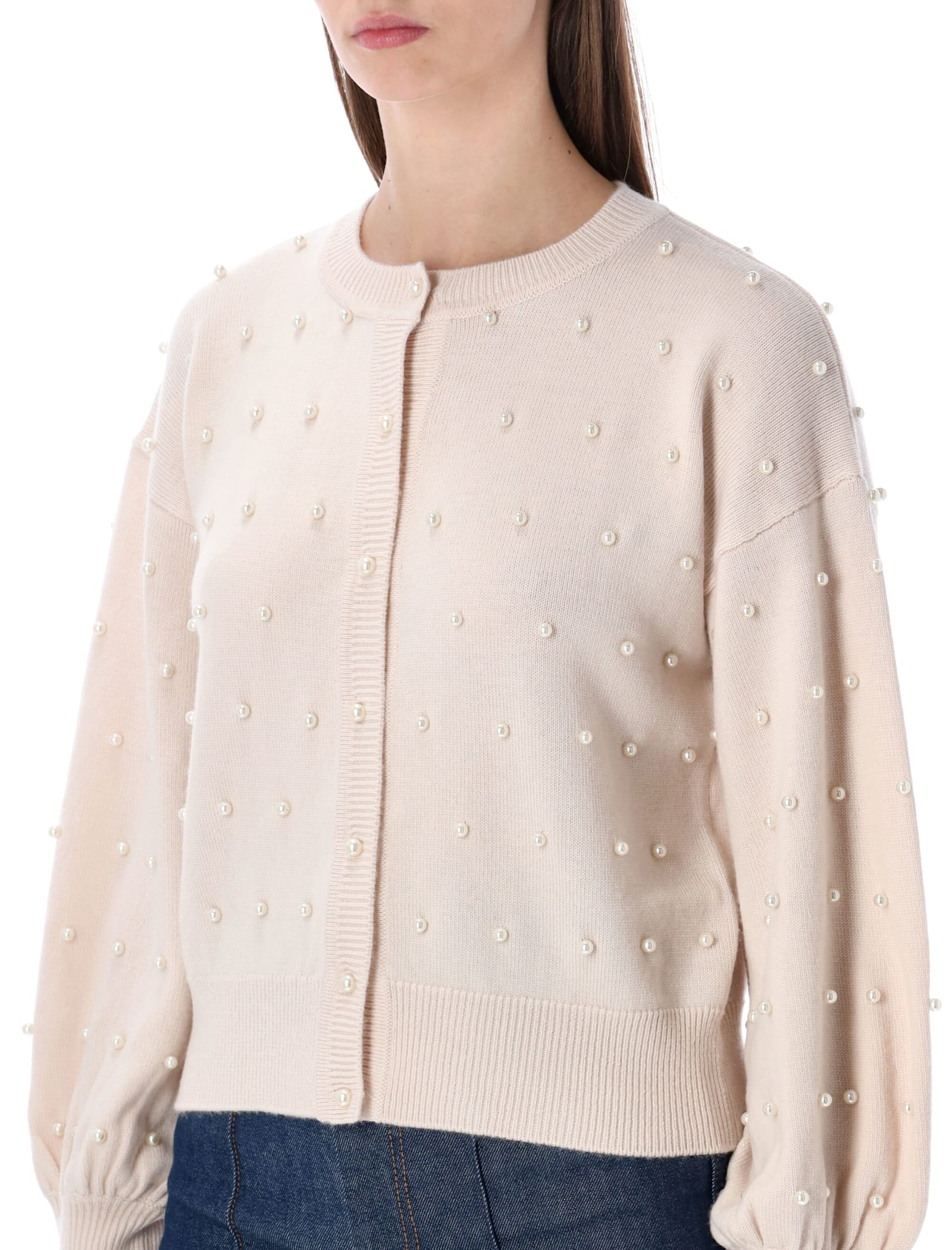 Zimmermann Cream Wool Beaded Cardigan In Neutral