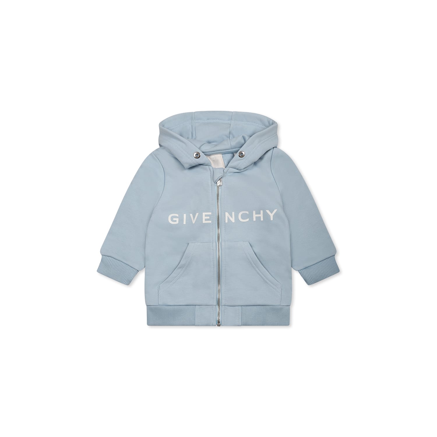 Givenchy Light Blue Sweatshirt For Baby Boy With White Logo In Light Blue