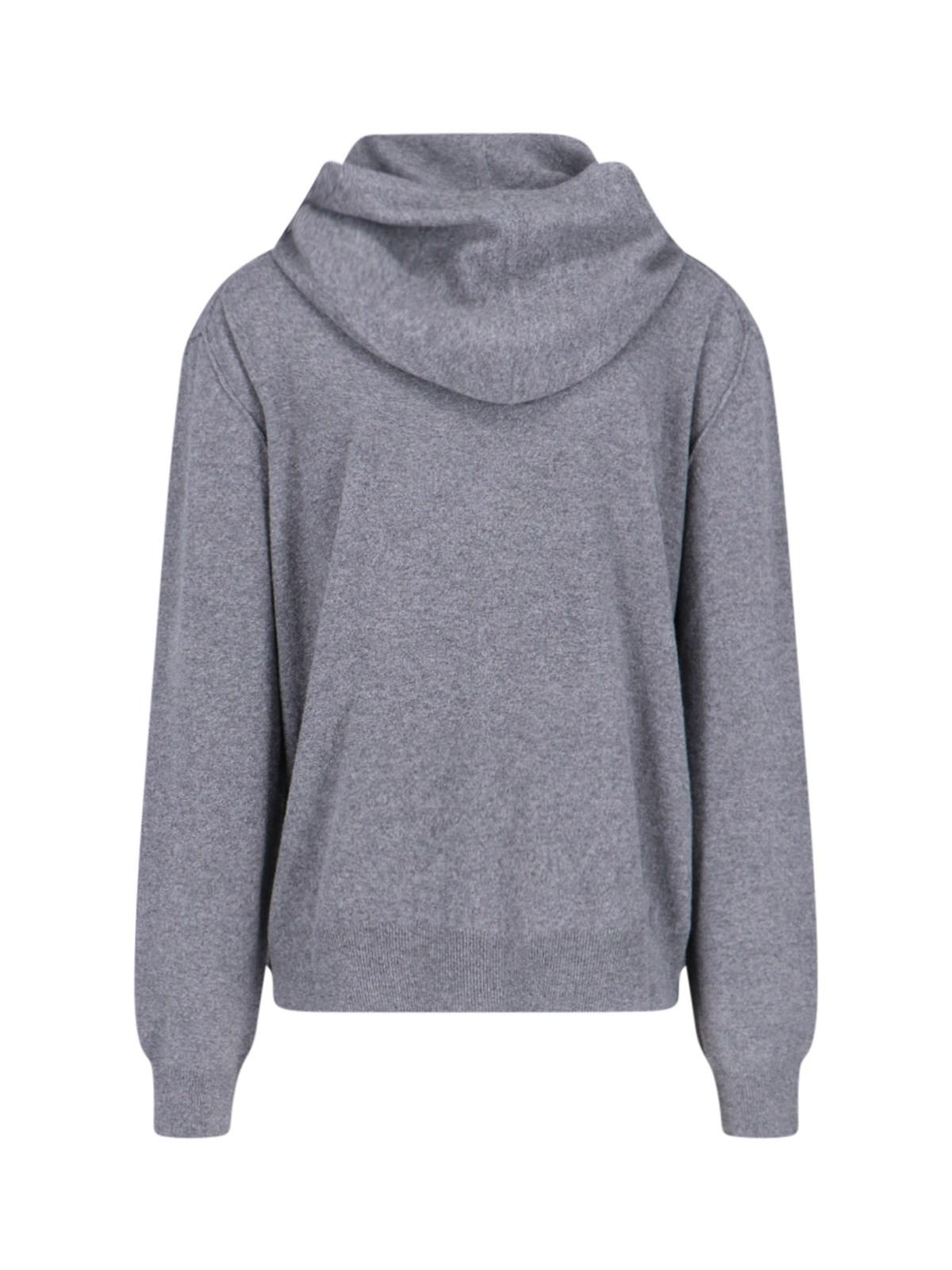 Shop Maison Margiela Knitted Hoodie In Medium Grey