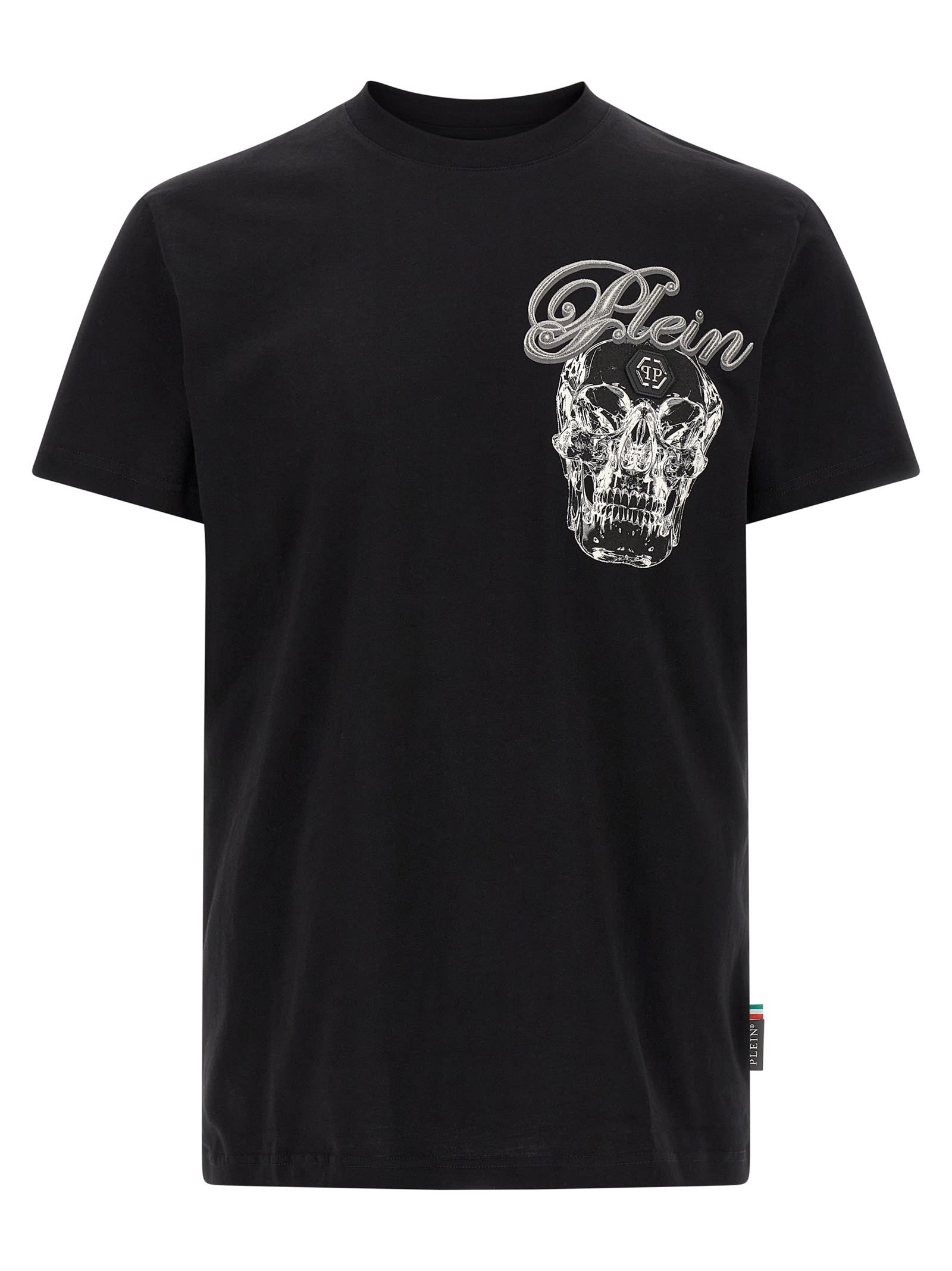 Philipp Plein Crew Neck T-shirt With Print In Black