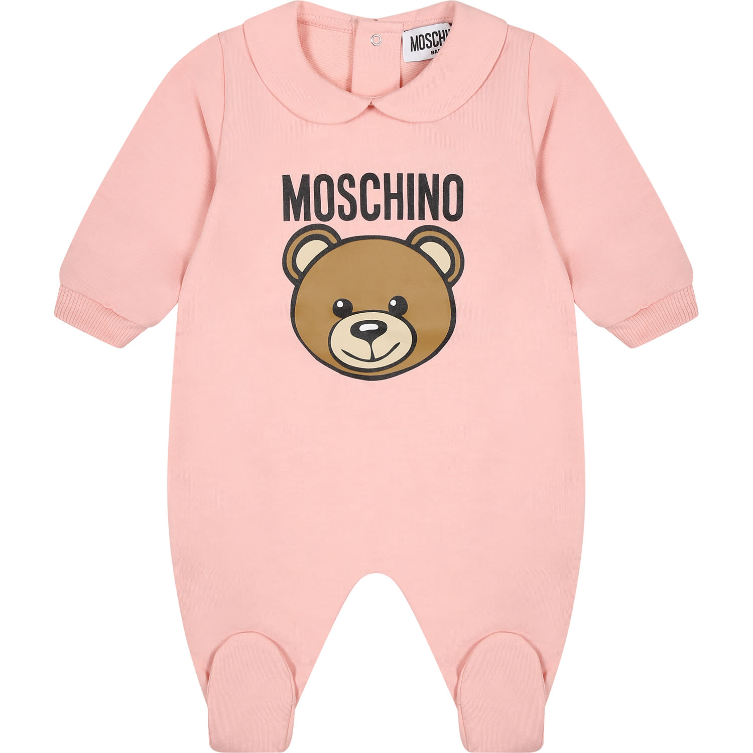 Shop Moschino Pink Set For Baby Girl With Teddy Bear