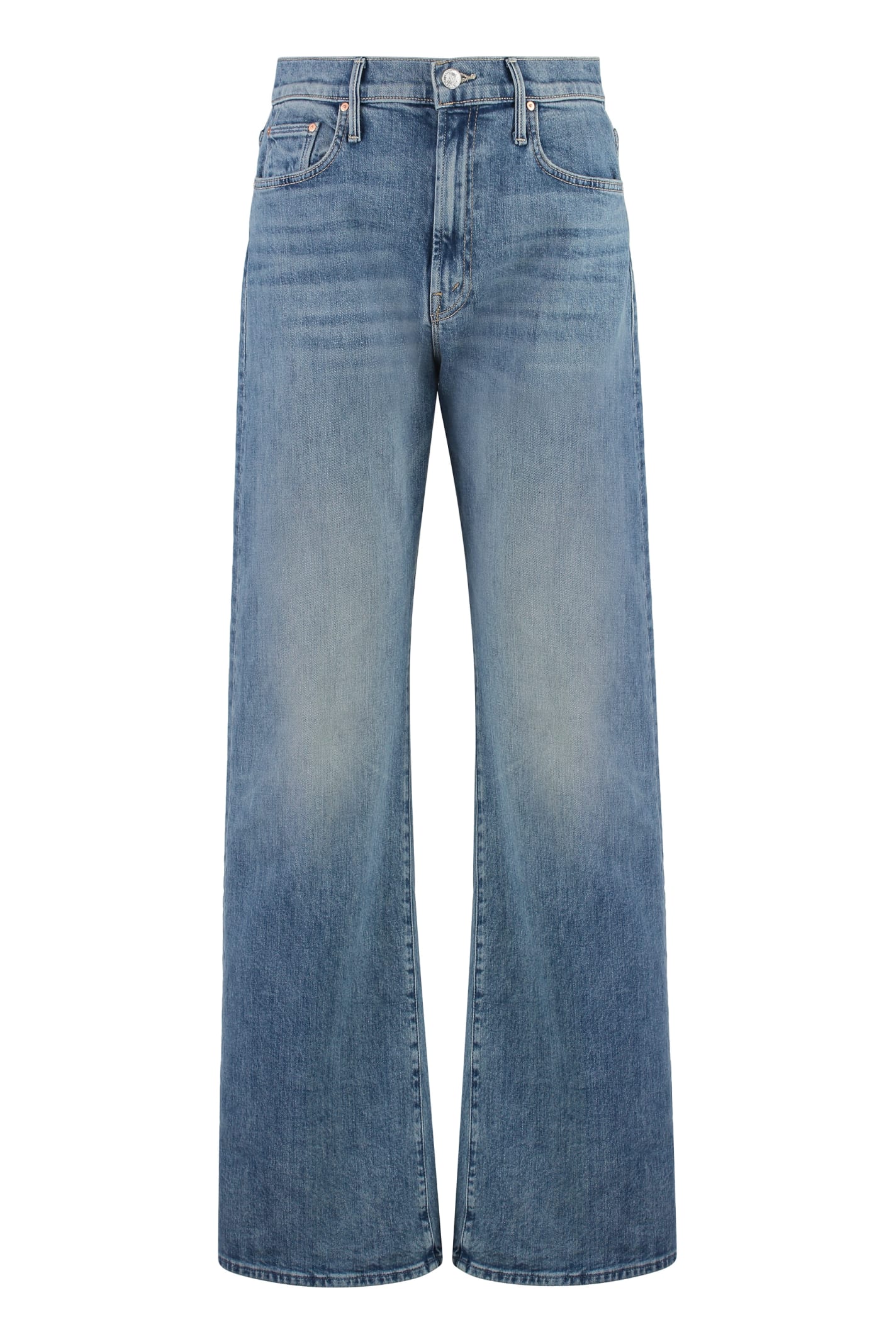 Shop Mother Wide-leg Jeans In Denim