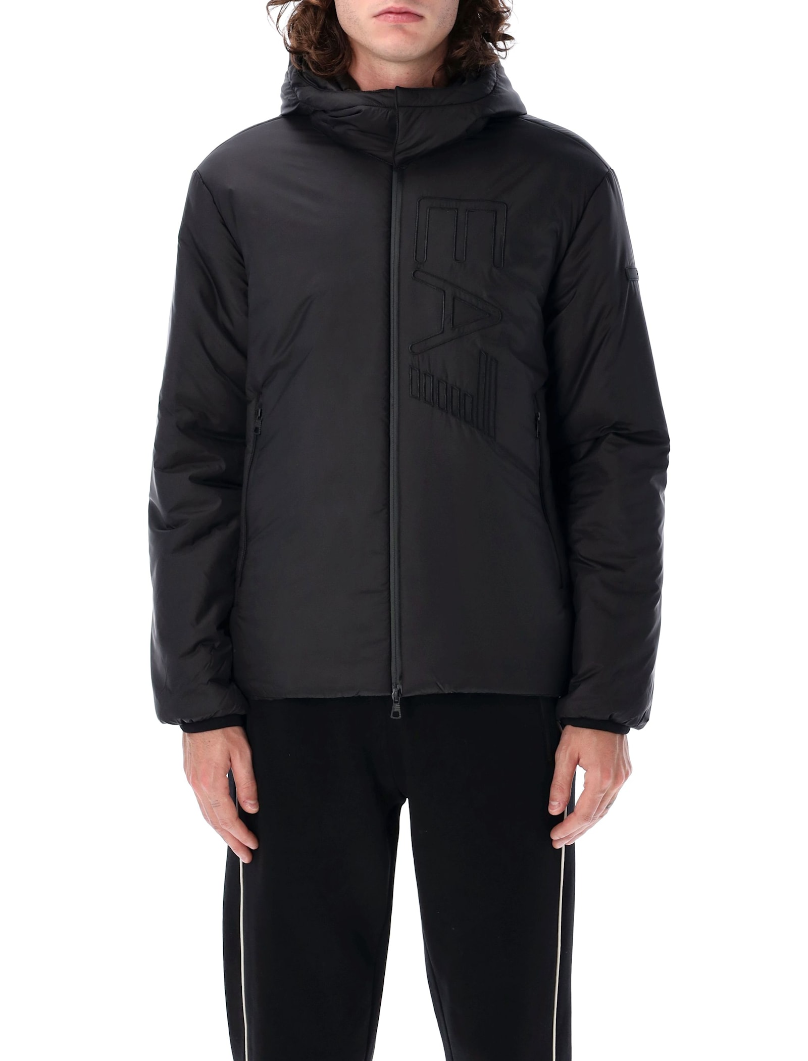 Shop Ea7 Puffer Jacket In Black