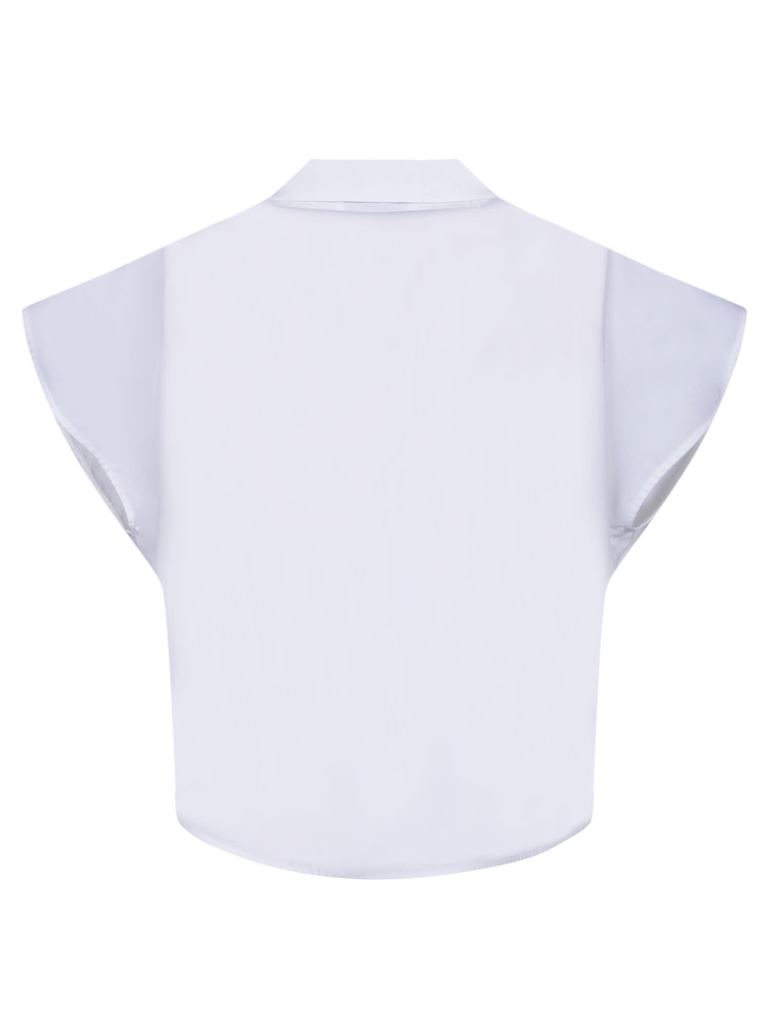 Shop Moschino White Poplin Cropped Shirt