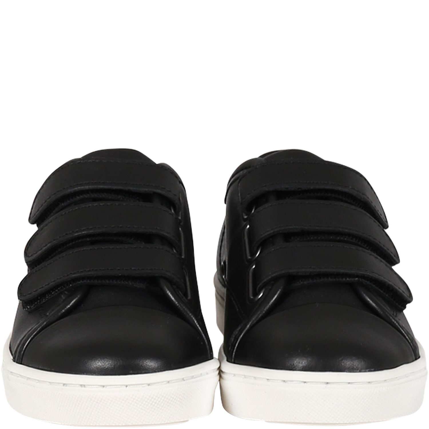 Shop Lanvin Black Sneakers For Kids With Logo