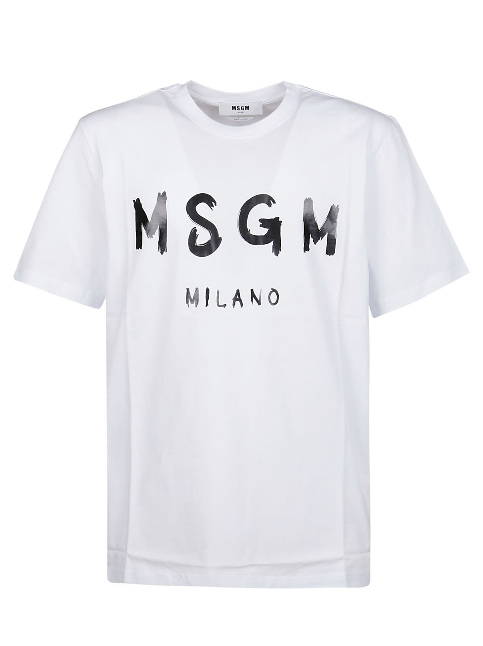Shop Msgm Logo Print T-shirt In Optical White