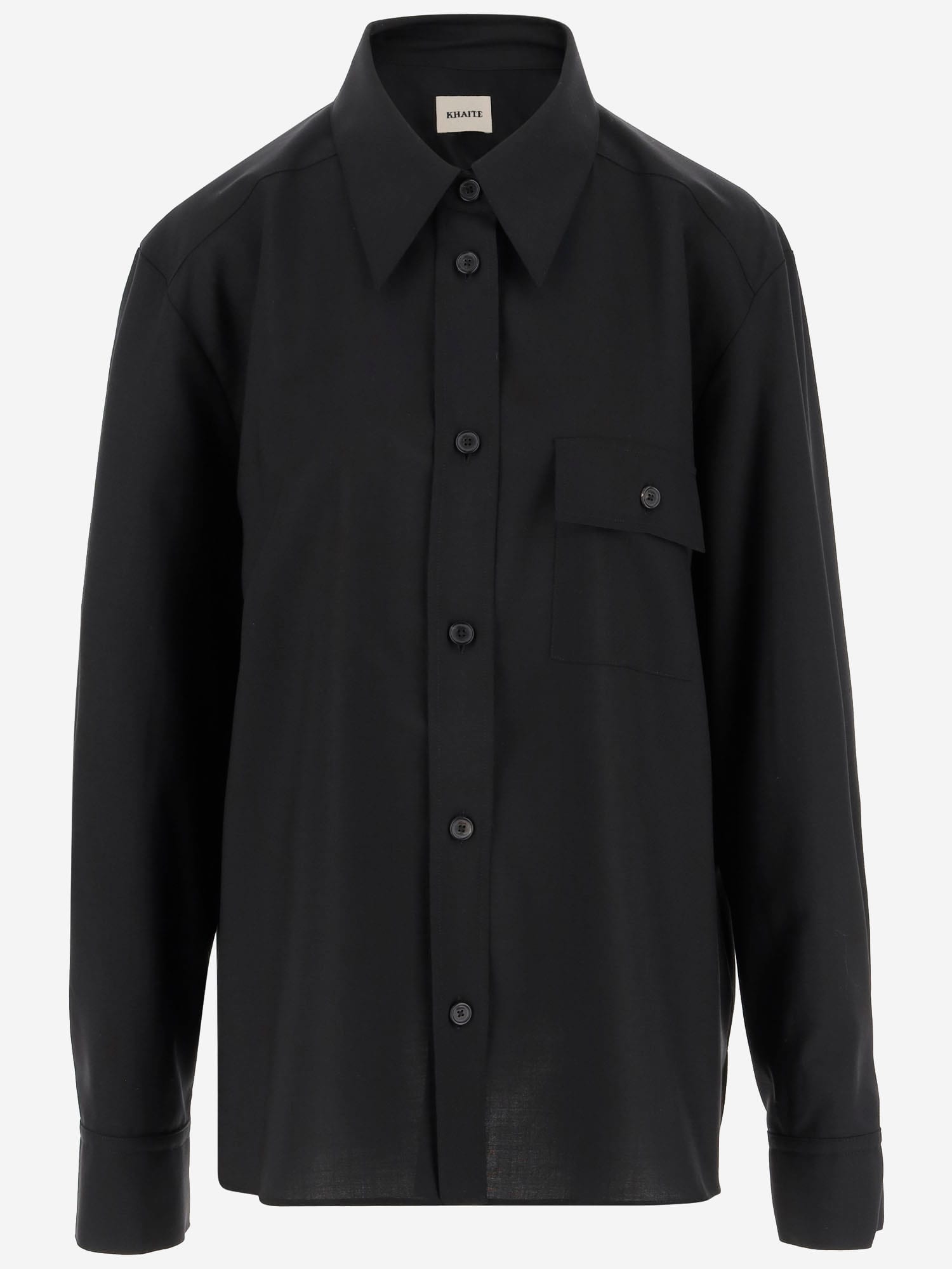 Khaite Yatty Shirt In Tropical Wool In Black