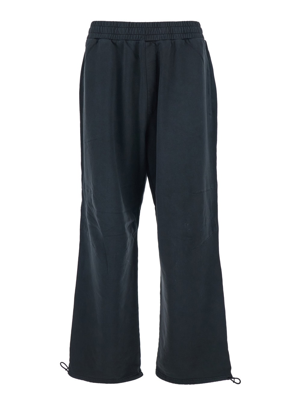 44 Label Group Black Pants With Elastic Waist And Drawstring Hem In Tech Fabric Man In Blue
