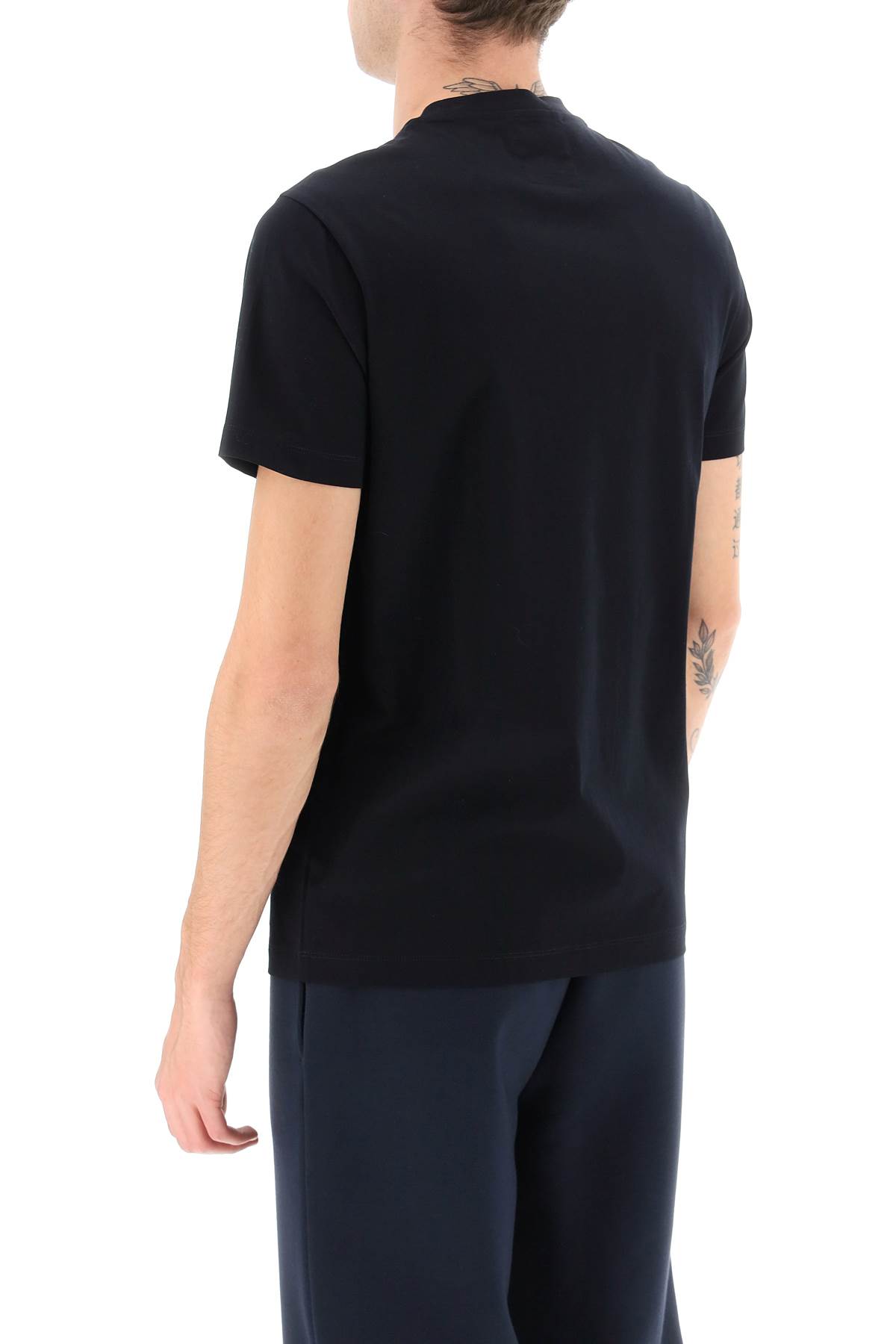 Emporio Armani Knitted T-shirt In Blu Navy Logo (blue)