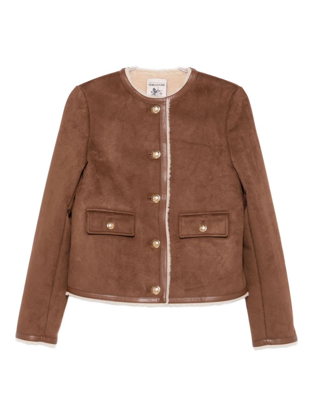 Semicouture Nora Button Pocket Jacket In Brown