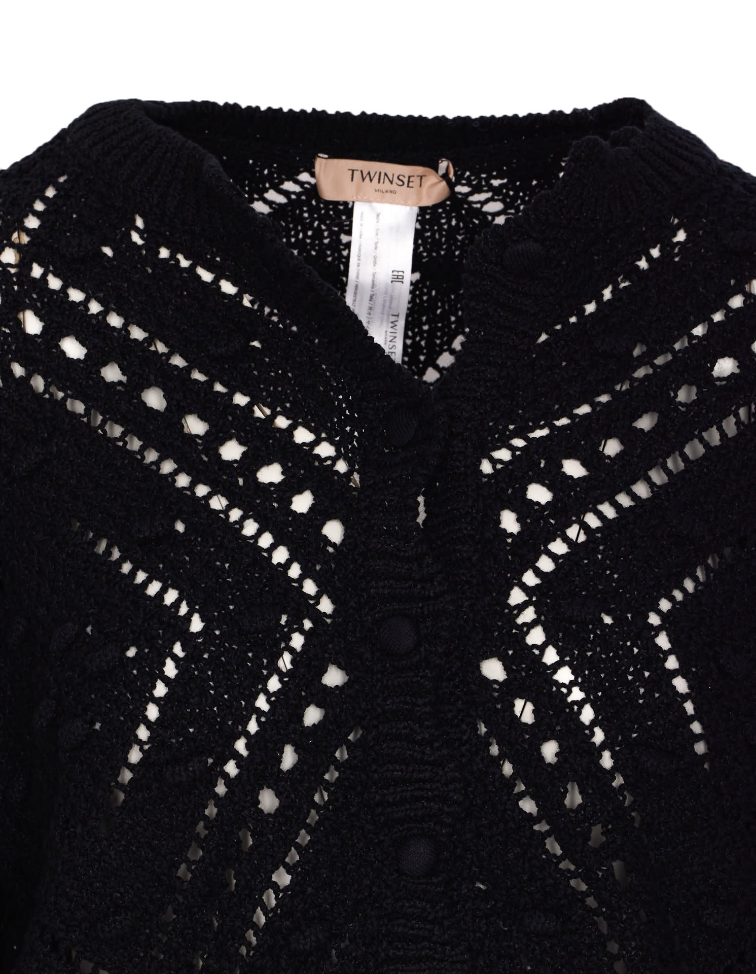 Shop Twinset Knitted Cardigan In Black