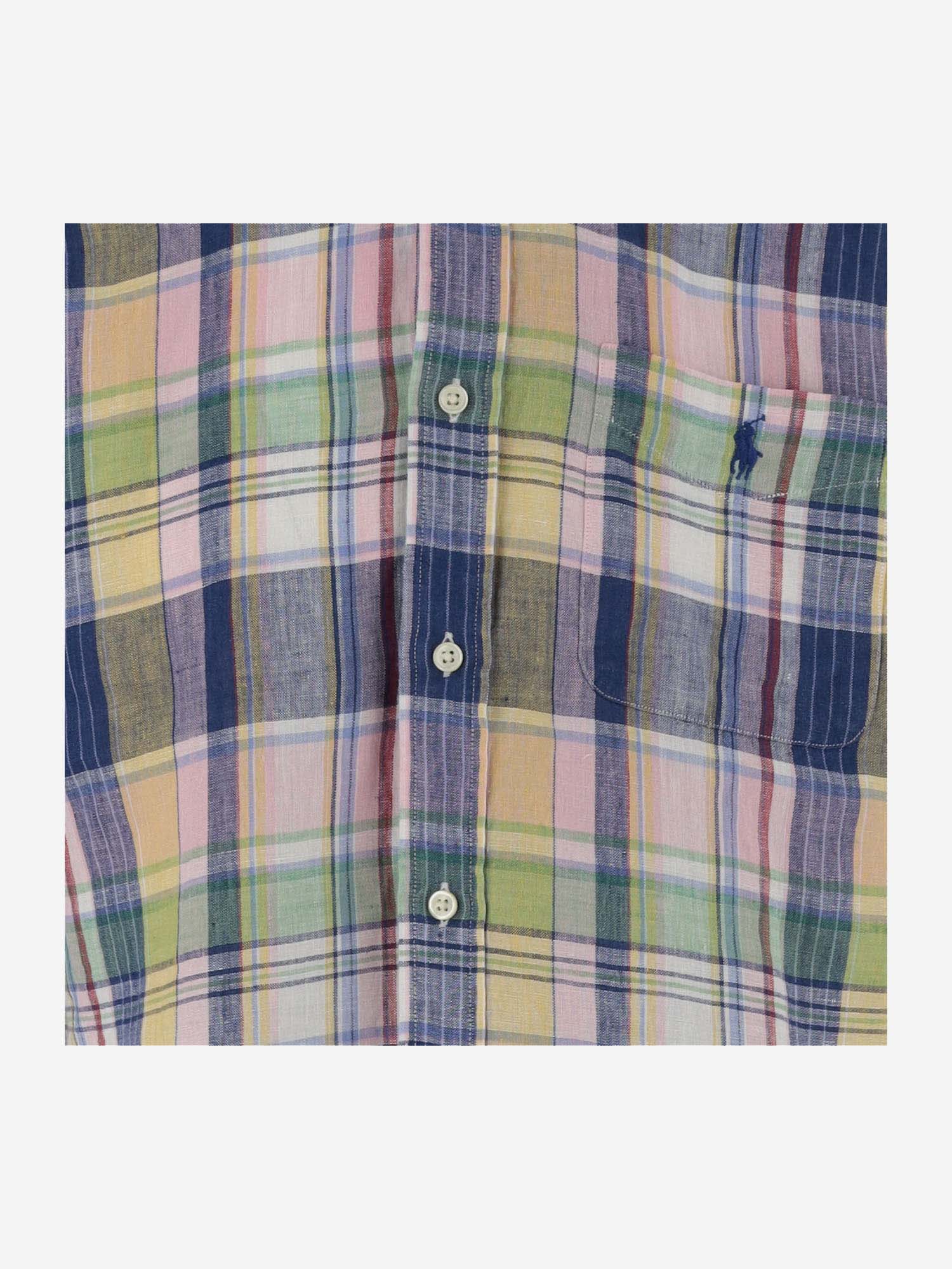 Shop Ralph Lauren Linen Shirt With Check Pattern In Red