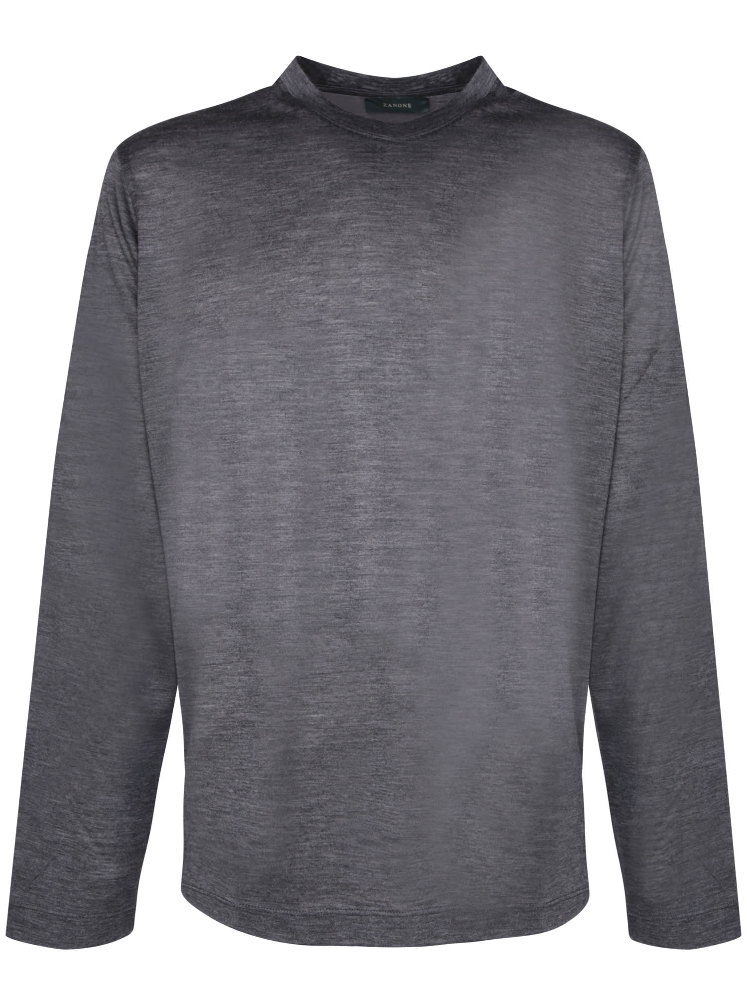 Shop Zanone Dark Grey Slim Long Sleeve T-shirt In Brown