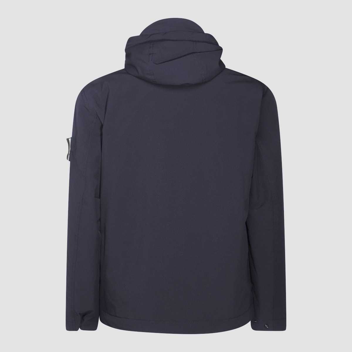 Stone Island Contemporary Hooded Jacket With Distinctive Logo Patch In Blue