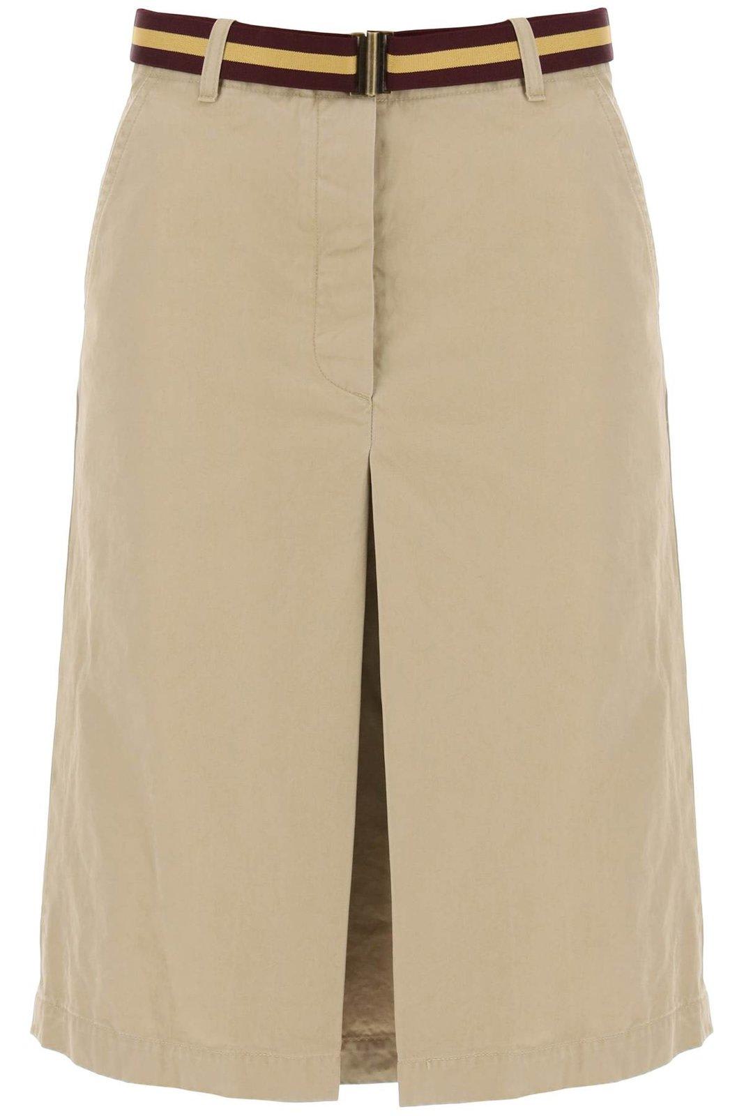 Slit Detailed Belted Skirt
