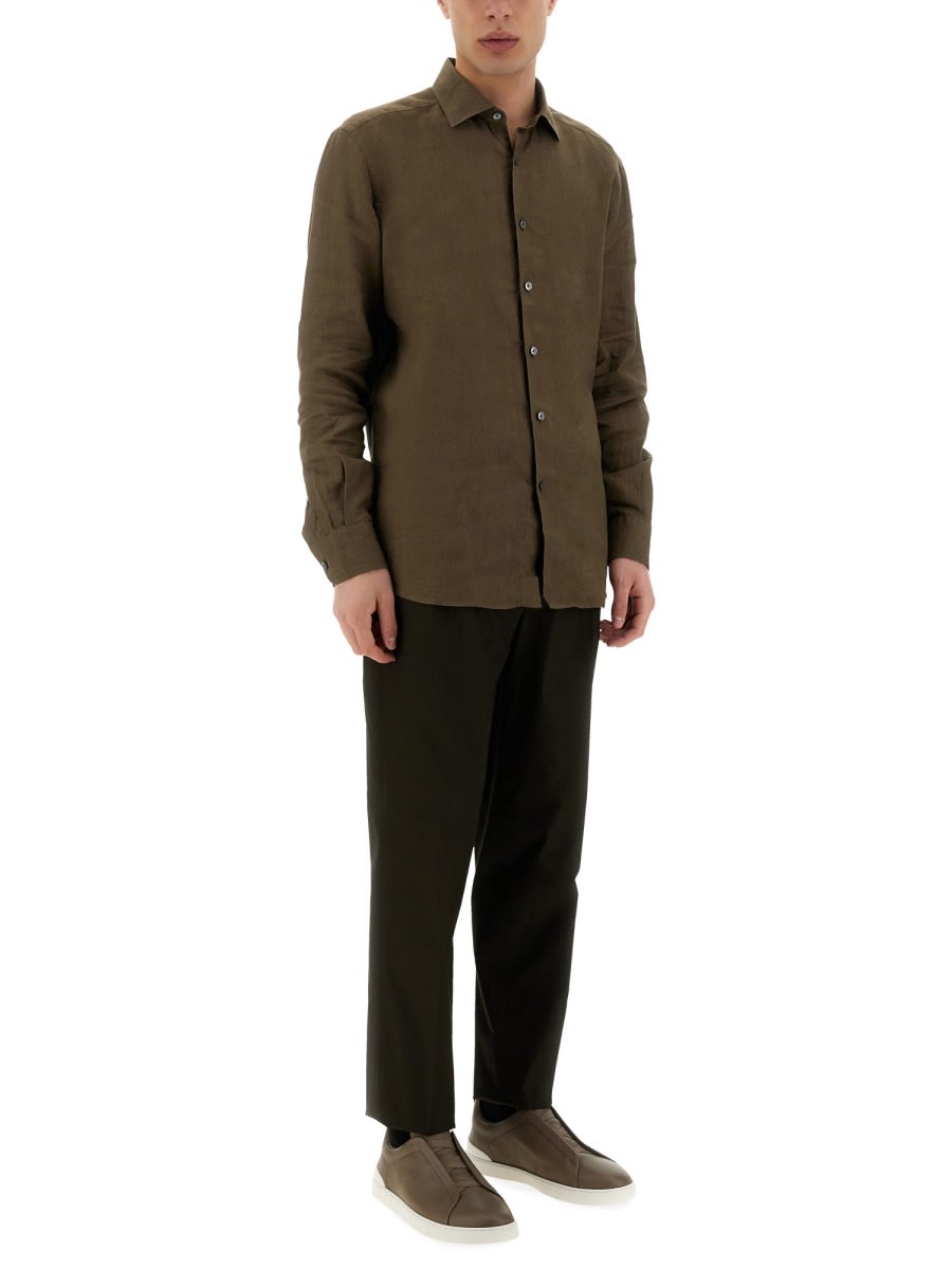 Zegna Pants With Pleat In Brown