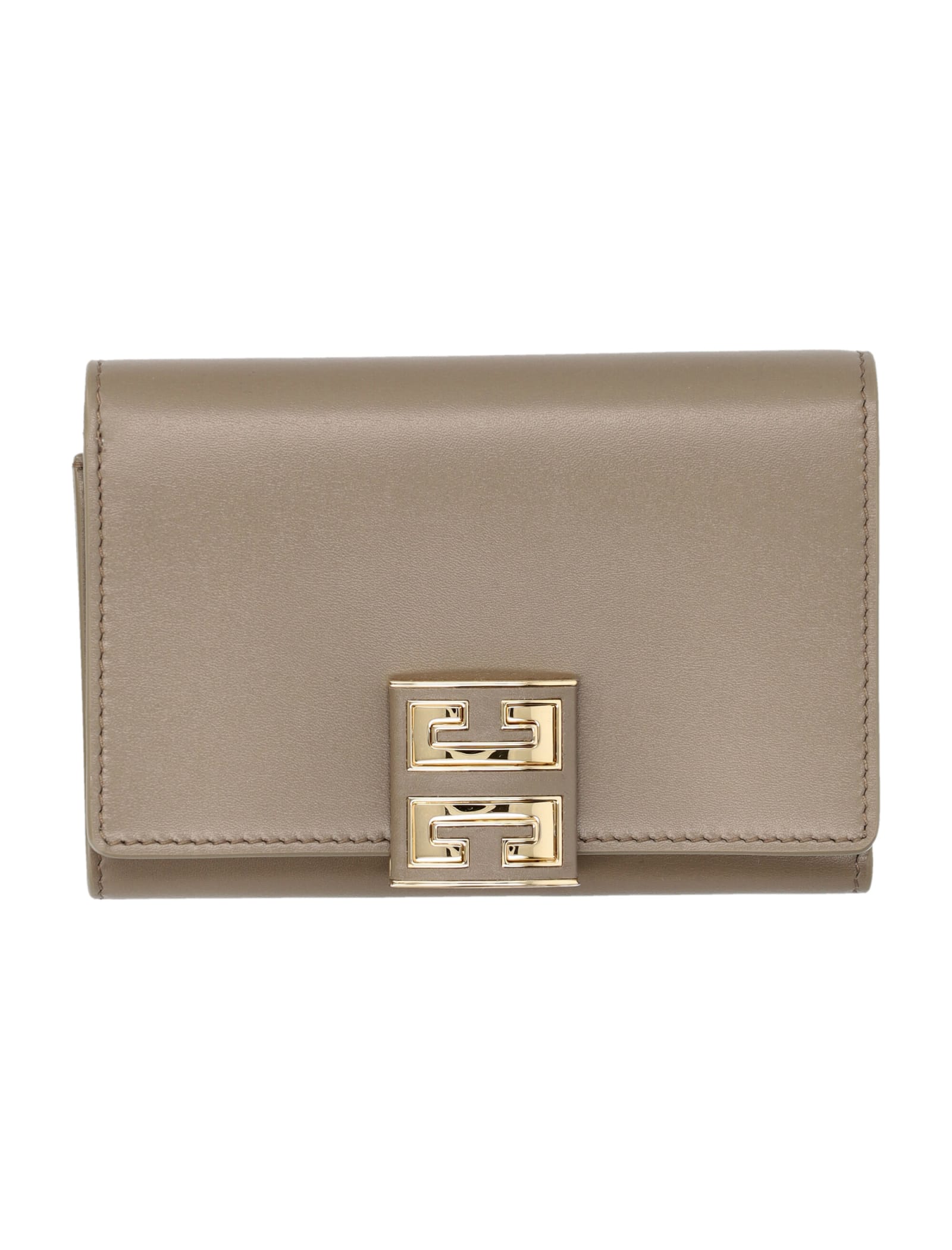 Shop Givenchy 4g- Medium Flap Wallet In Taupe