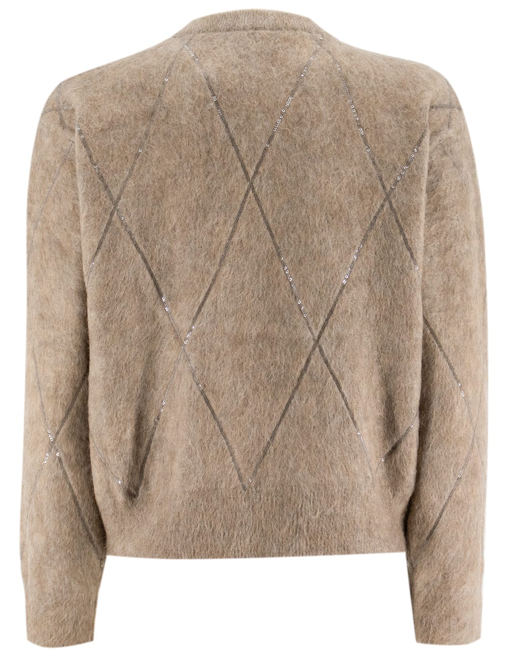 Shop Brunello Cucinelli Sequin Embellished Crewneck Knitted Jumper In Brown Caldo+brown