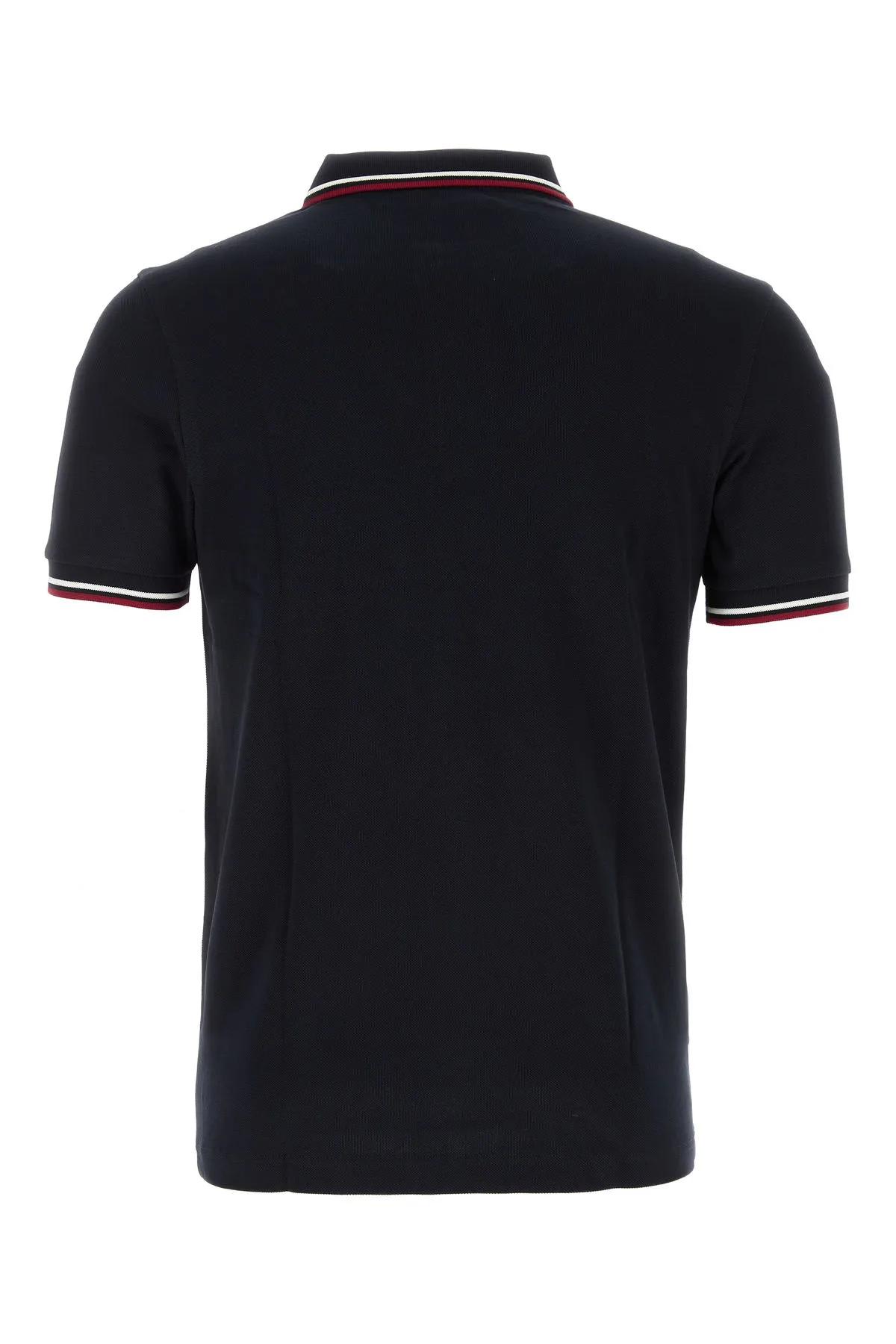 Shop Fred Perry Midnight Blue Piquet Polo Shirt In Nvy/snwht/bntred
