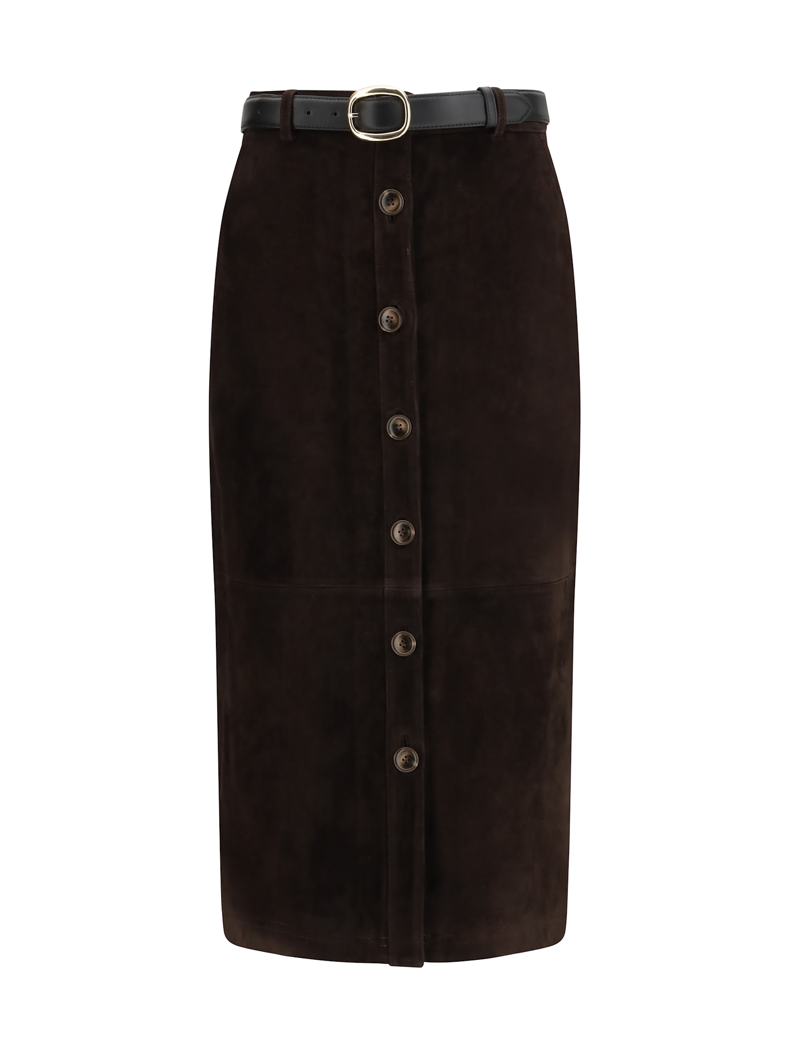 self-portrait Suede Midi Skirt