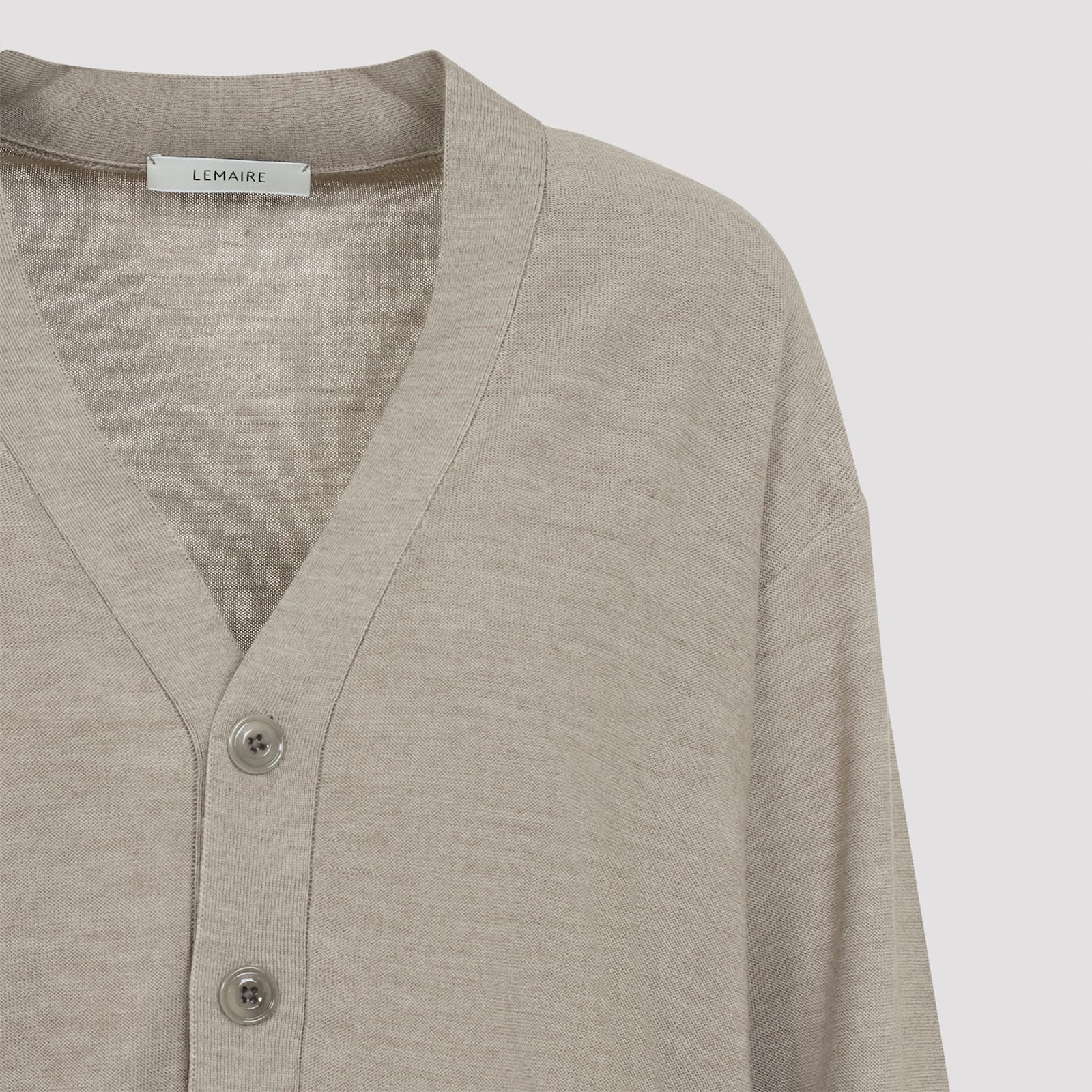 Lemaire Relaxed Twisted Knit Cardigan In Gray