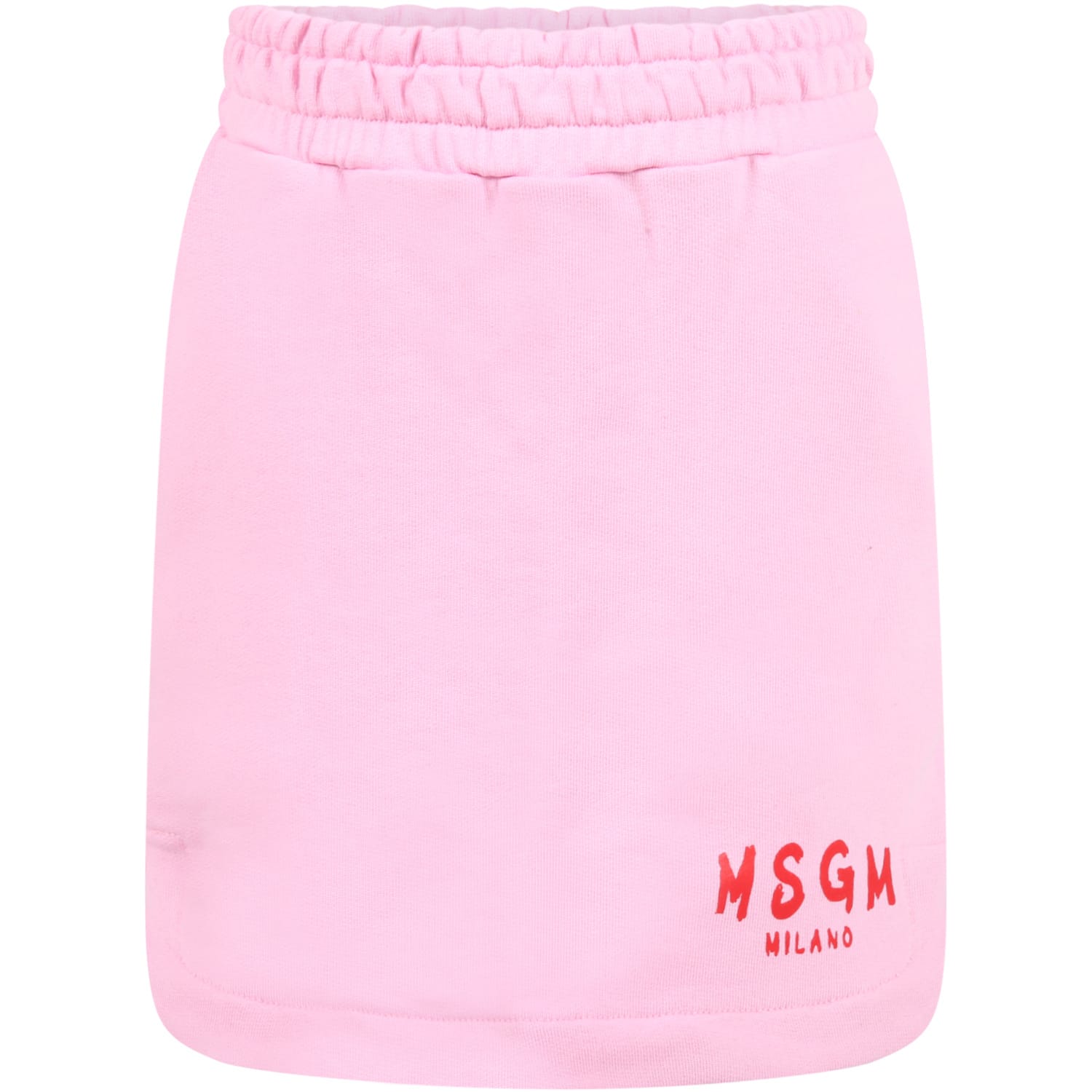 Shop Msgm Pink Skirt For Girl With Red Logo