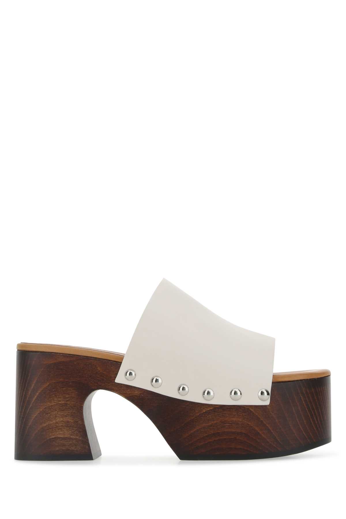 Shop Marni Ivory Leather Clogs In 00w11
