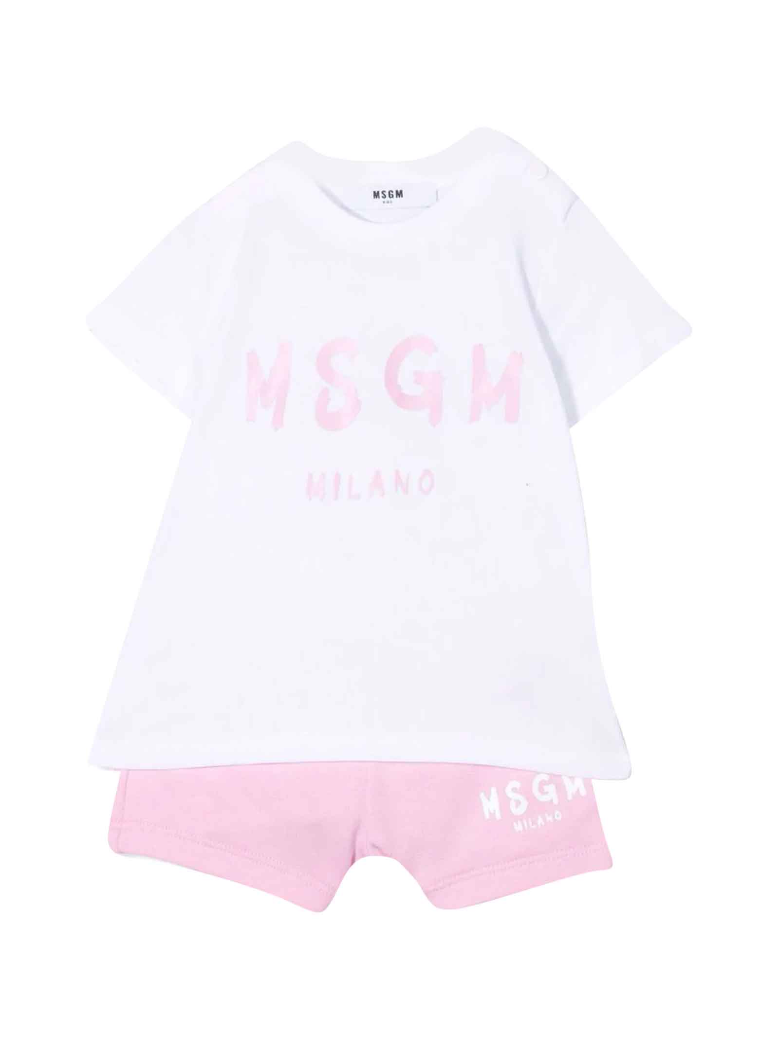 MSGM White / Pink Suit Baby Girl