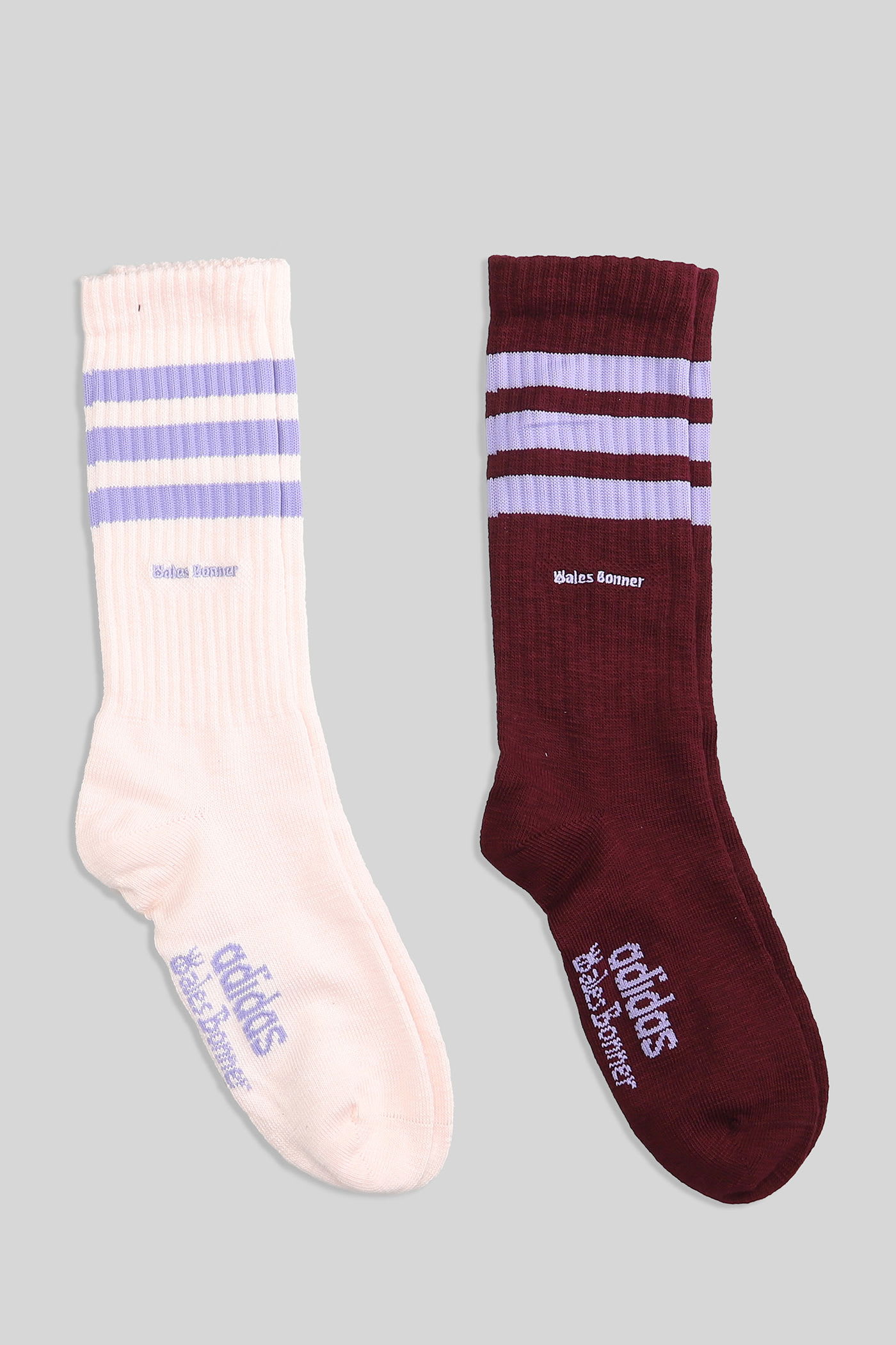 Adidas Originals By Wales Bonner 3s Sock Socks In Bordeaux Cotton In Multi