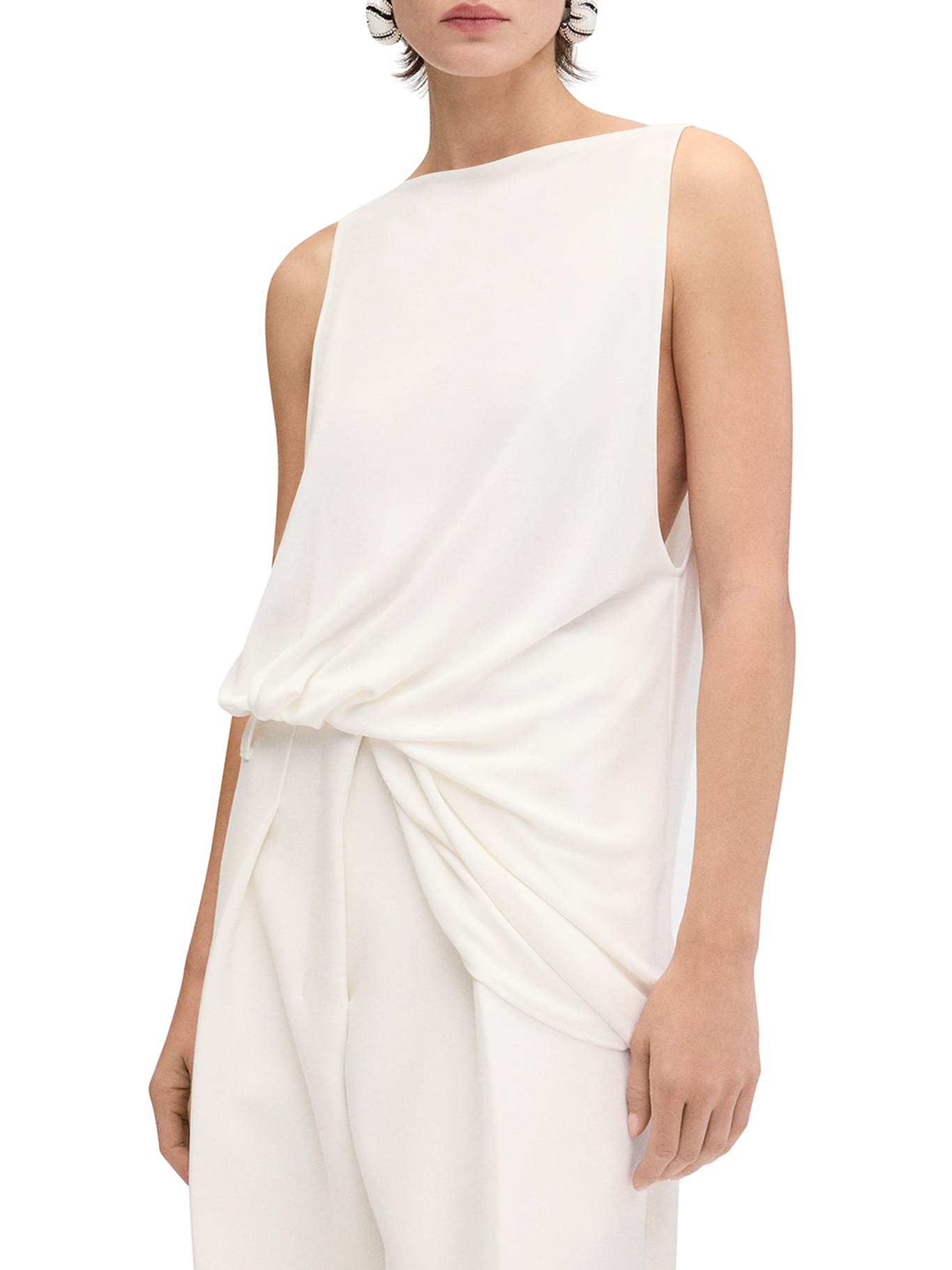 Jacquemus Le Haut Peplo White Top With Square Neck And Cut-out On The Side In Viscose Blend Woman In White
