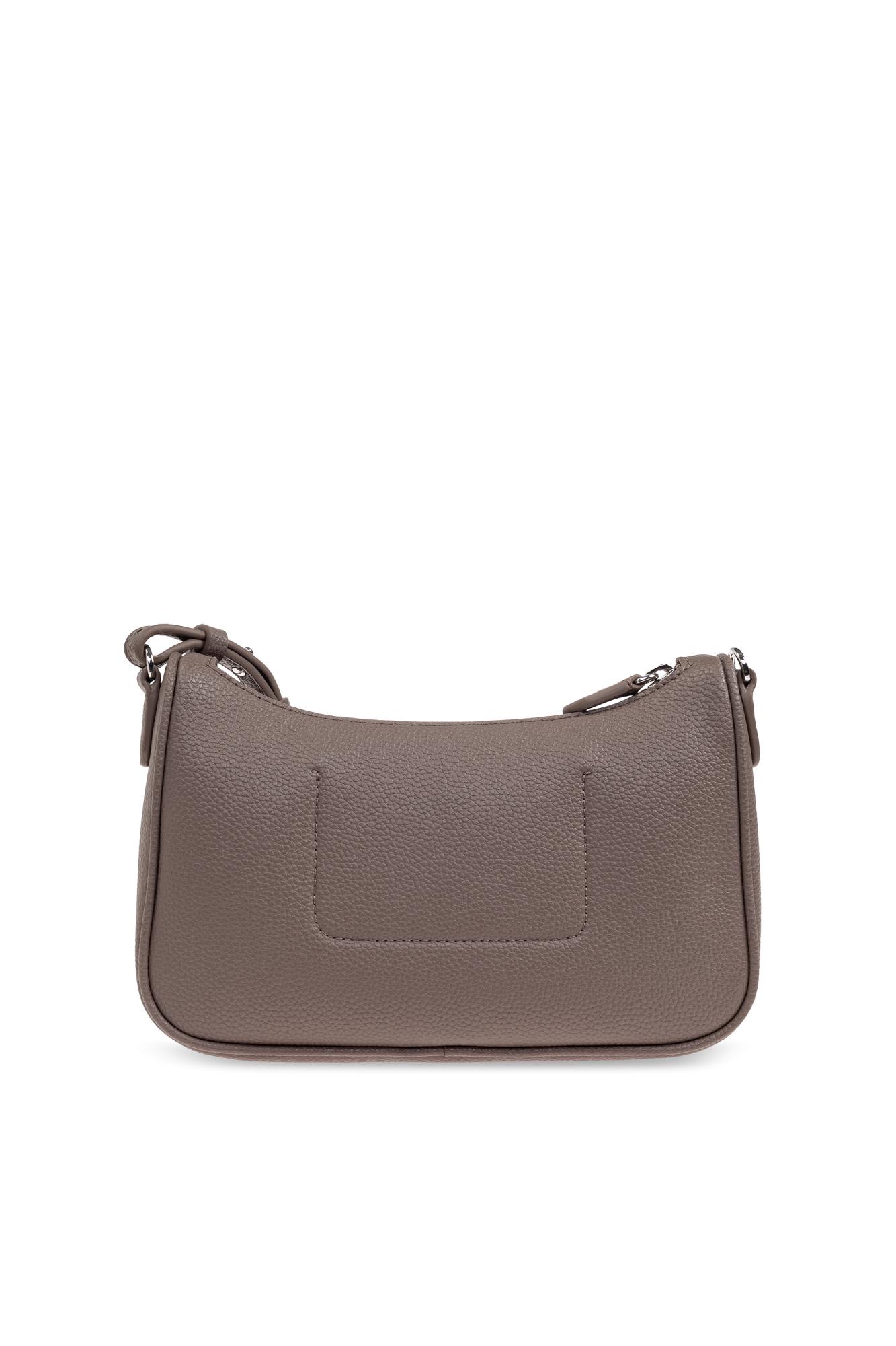 Emporio Armani Grey Logo-plaque Crossbody Bag In Gray