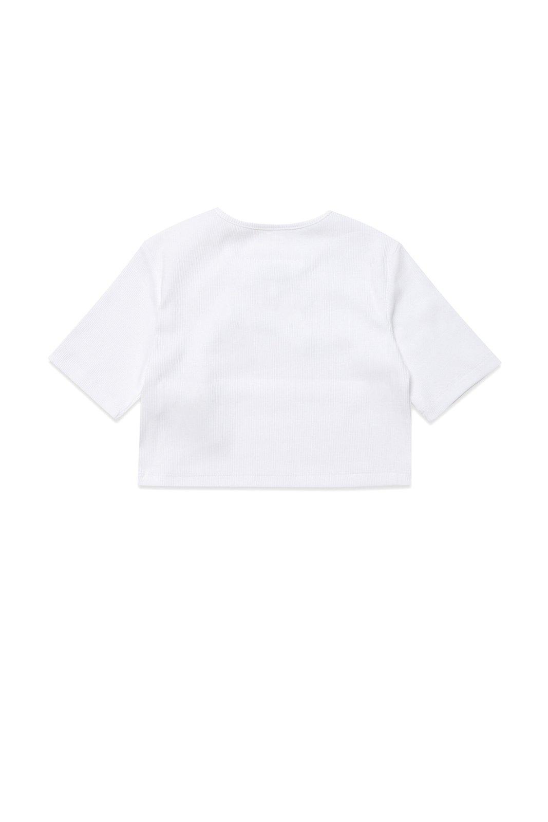 Shop Mm6 Maison Margiela Glitter Logo-printed Crewneck T-shirt In White
