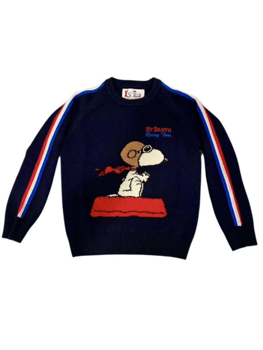 Mc2 Saint Barth Kids' Snoopy Sweater In Blue