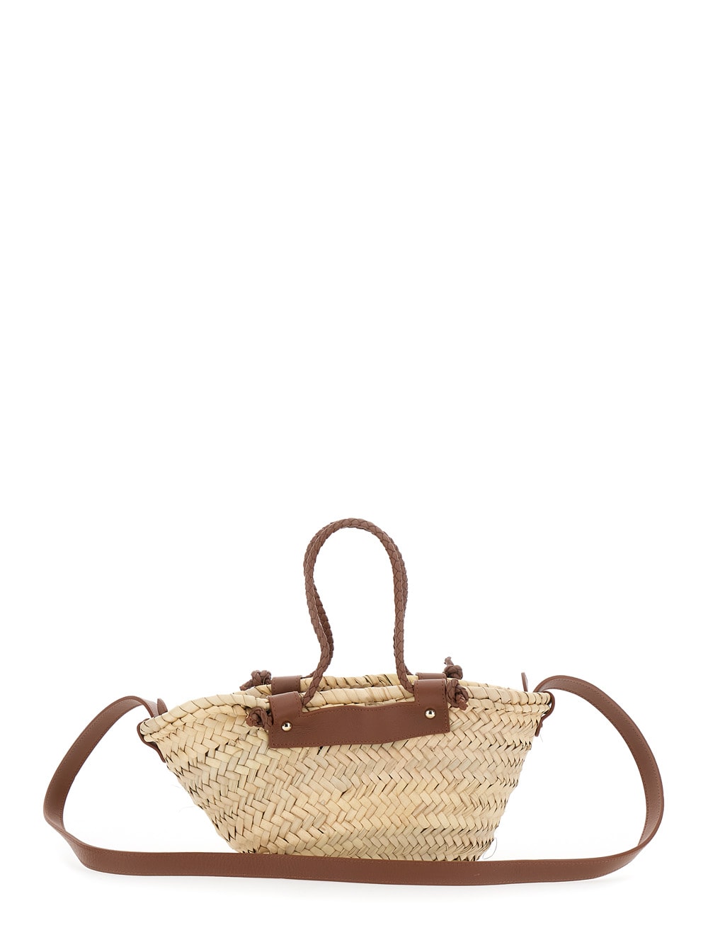 CASTAñER CAMPANIA MINI/152 BROWN TOTE BAG WITH PERFORATED LOGO LETTERING ON THE FRONT AND REMOVABLE LEATHER S